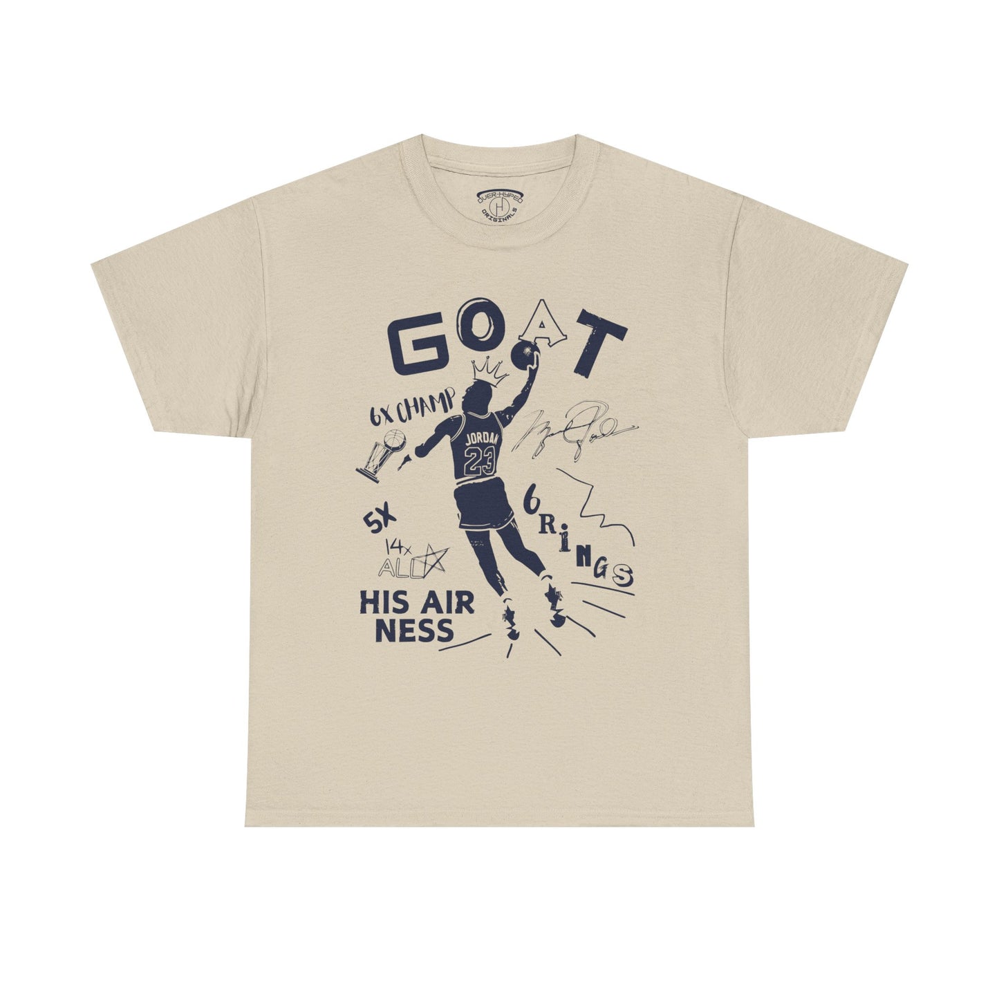 Retro 6 Olympic G.O.A.T NAVY BLUE Tee - by Over-Hyped