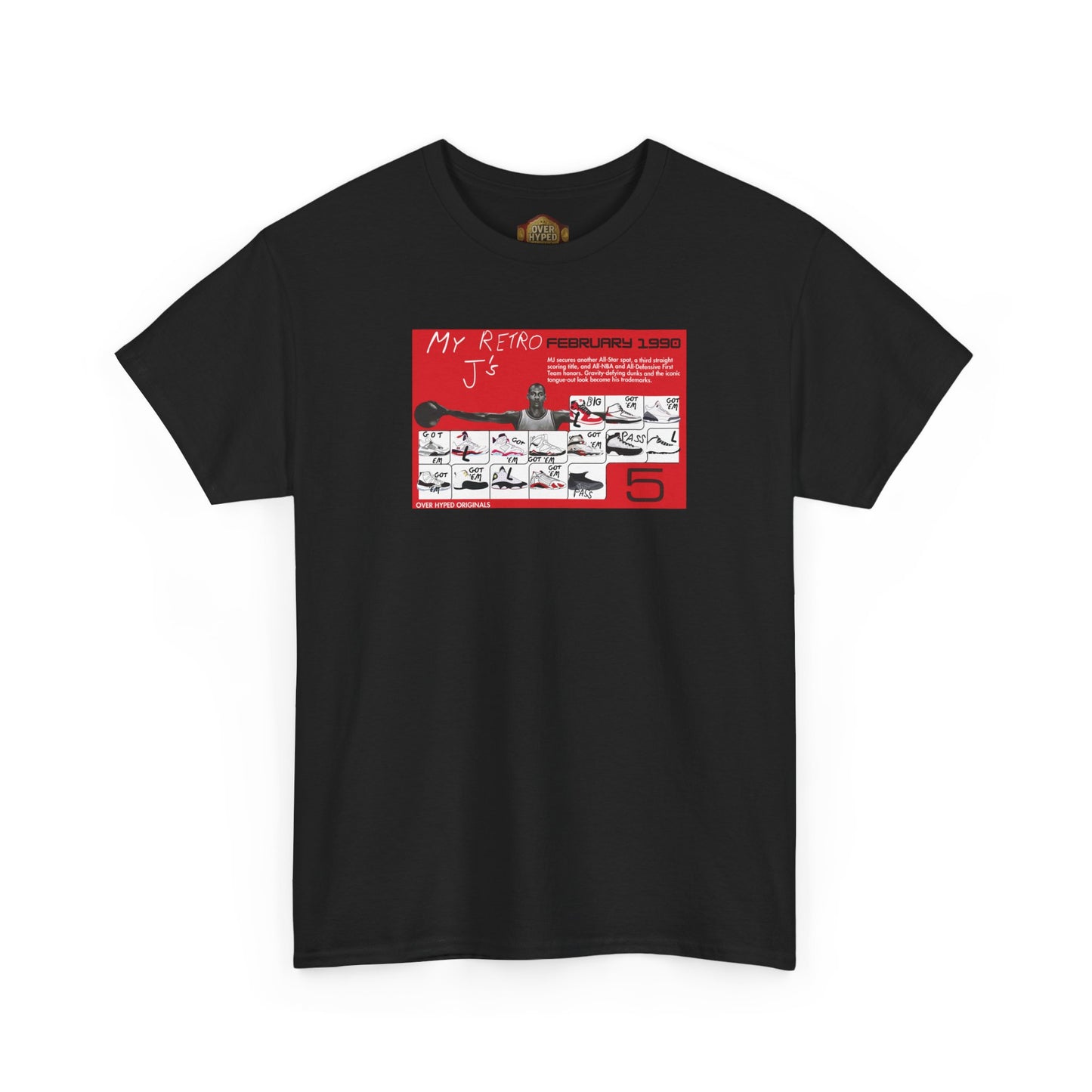 Retro 5 Fire Red "BLACK TONGUE" Shirt- -RETRO CARD