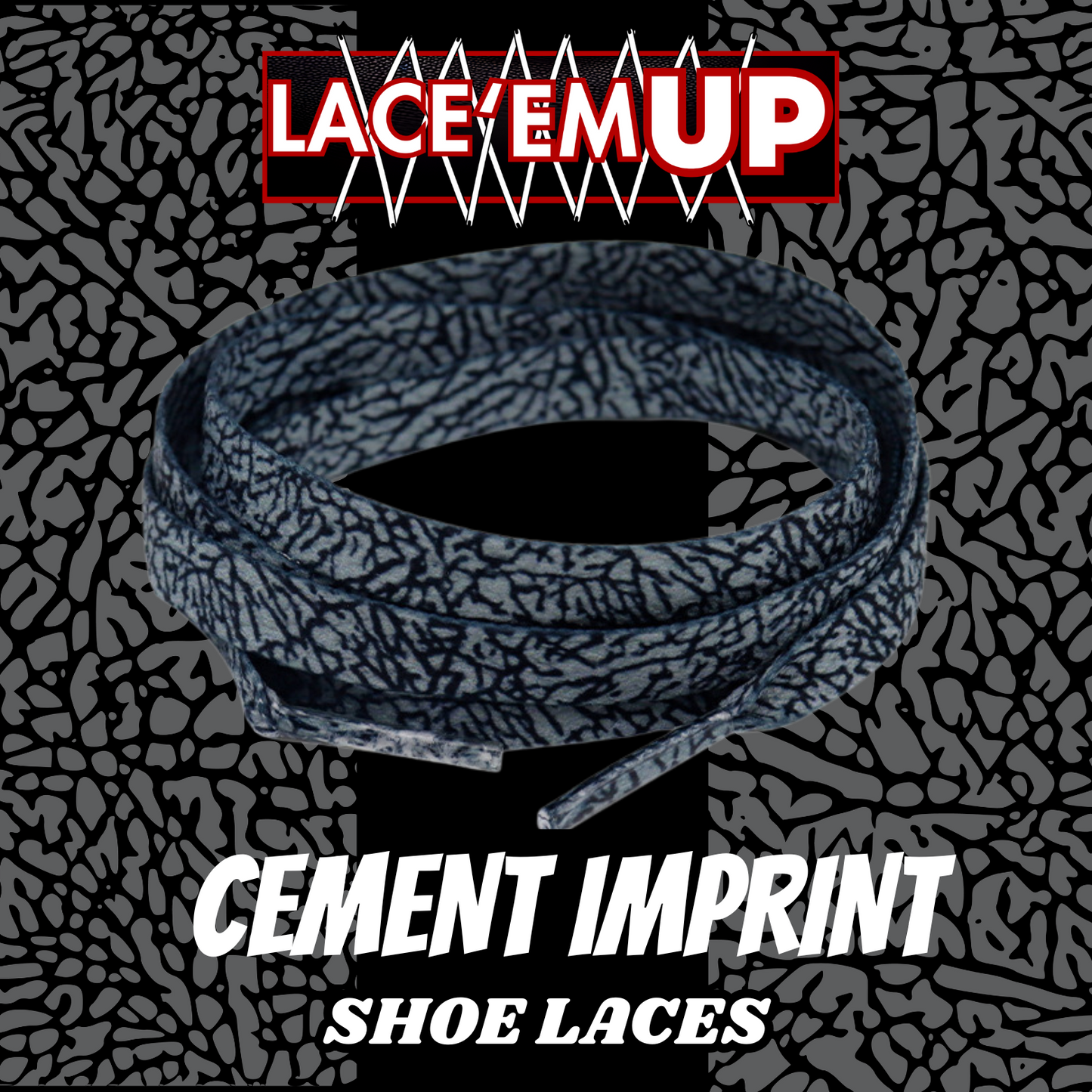 CEMENT Flat Shoe Laces Spotted Splatter Cement AJ3 AJ4 CUSTOM Tips. ELEPHANT LAC
