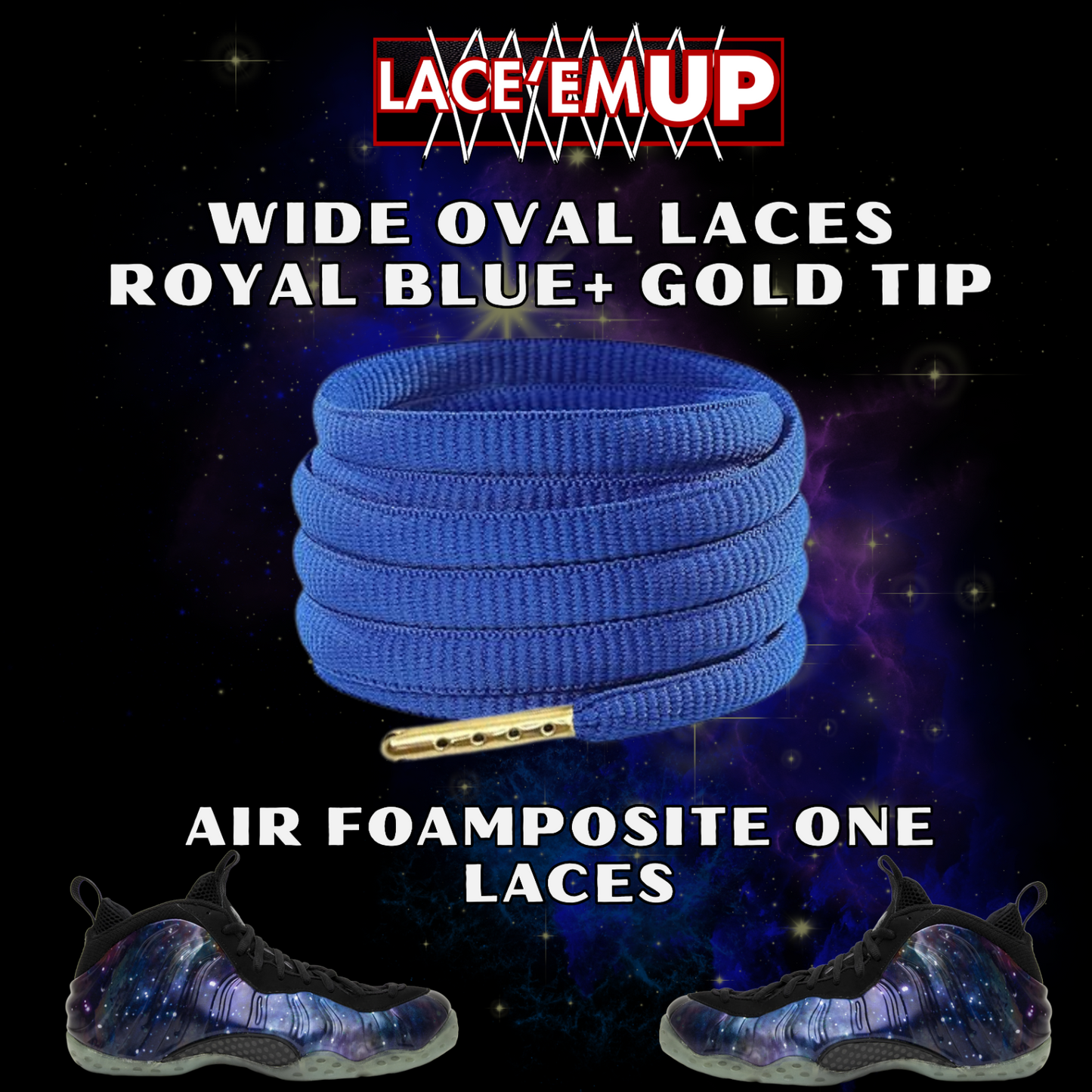 Foamposite Galaxy Wide Oval Laces Replacement Oval Shoe with color tips-PREMIUM