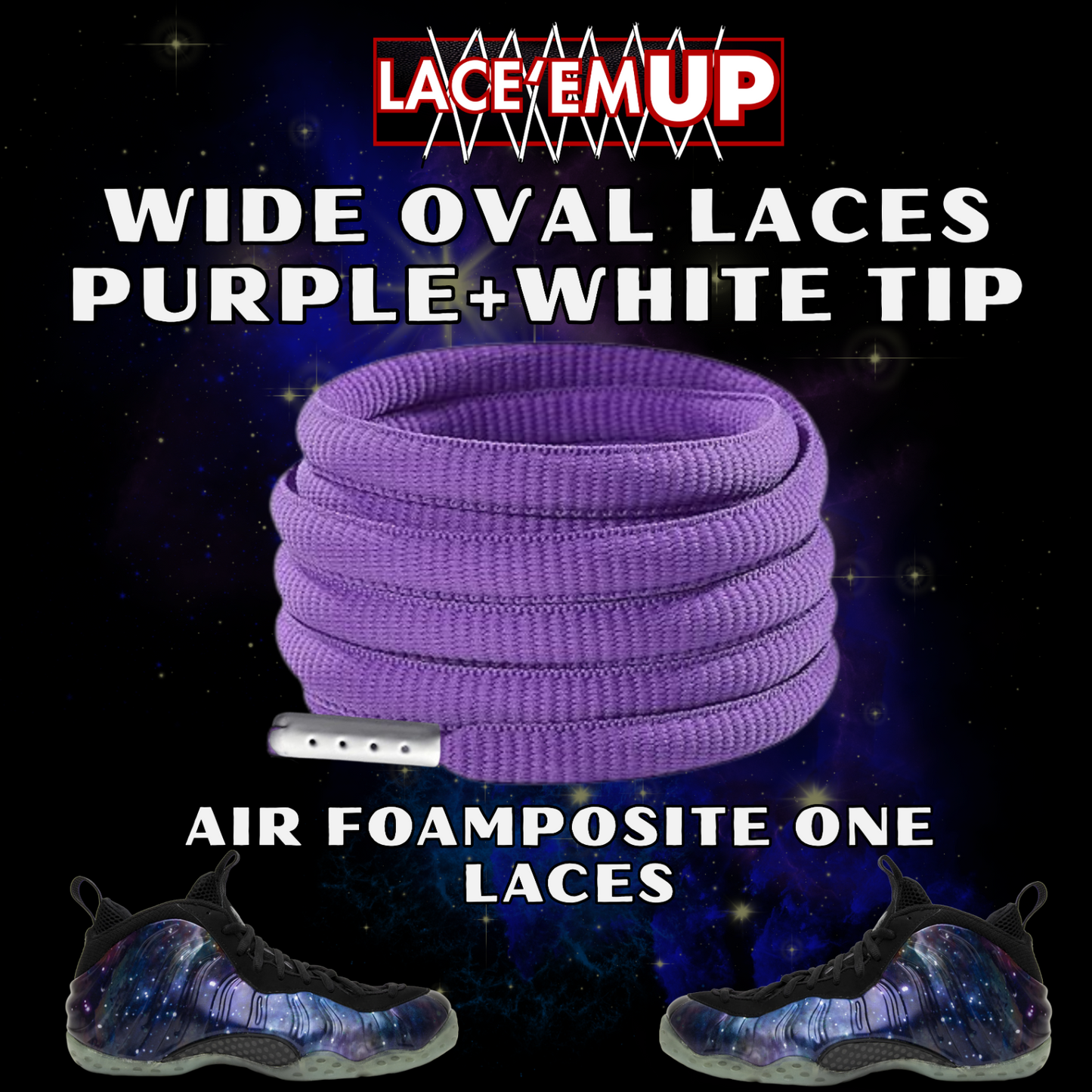 Foamposite Galaxy Wide Oval Laces Replacement Oval Shoe with color tips-PREMIUM
