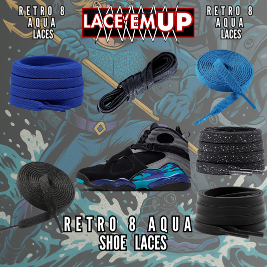 RETRO AQUA 8'S Shoe Laces replacement for jordan RETRO 8 AQUA LACES
