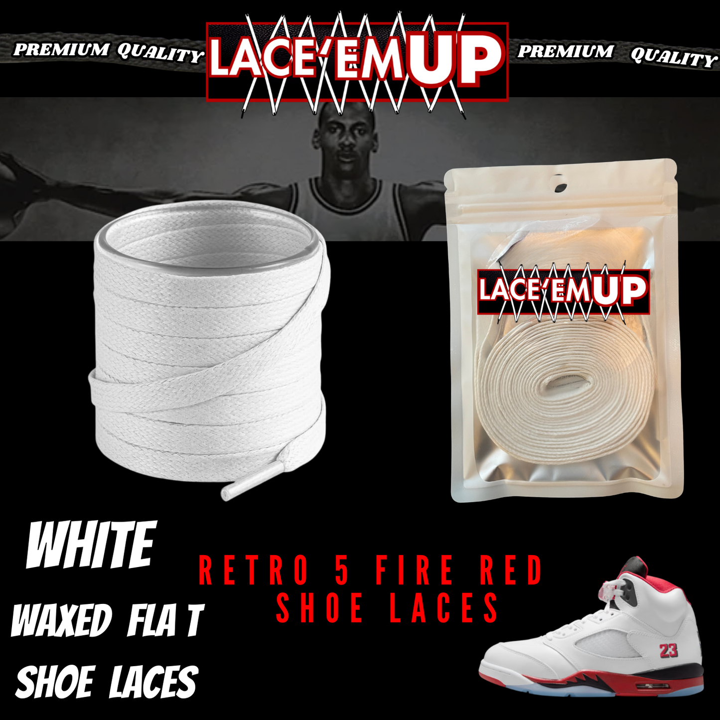Retro 5 Fire Red Shoe Laces Spotted Splatter Cement , AJ 5 FIRE RED SHOE LACES