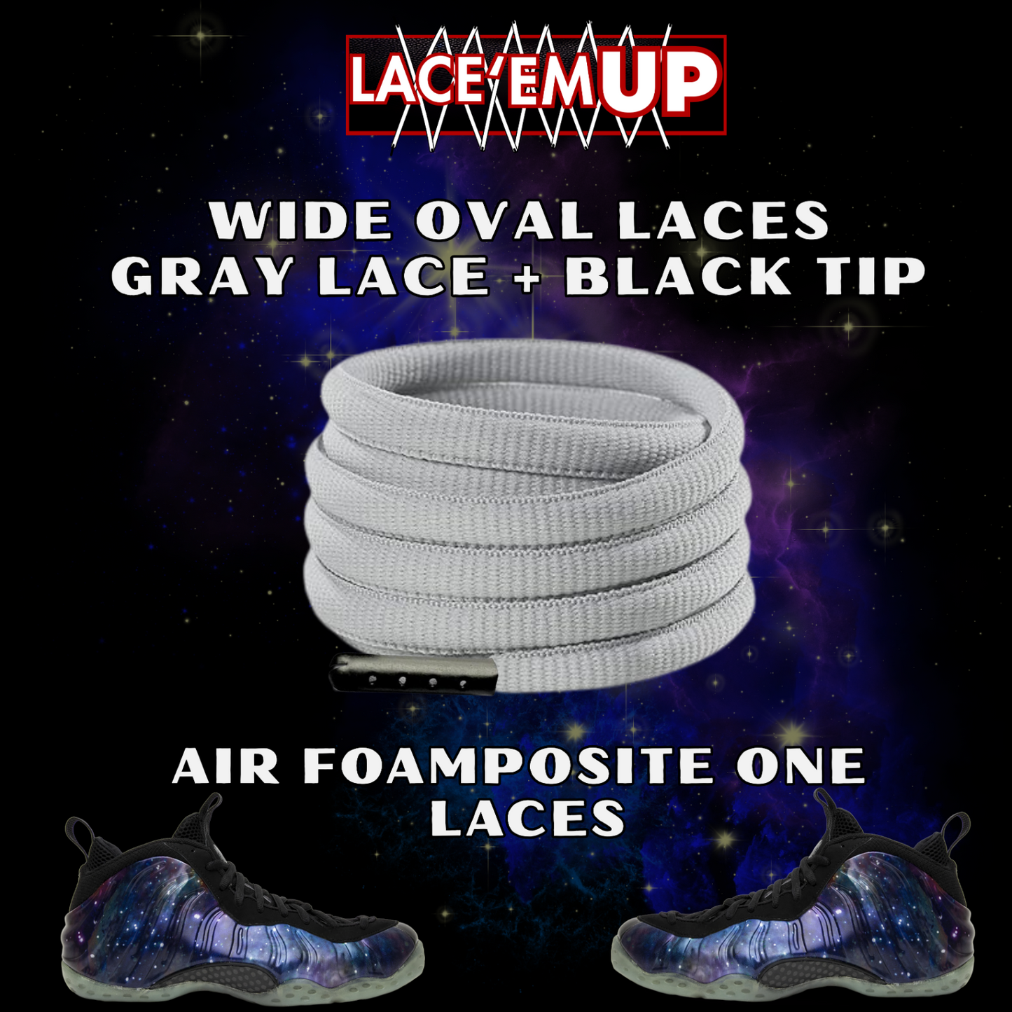 Foamposite Galaxy Wide Oval Laces Replacement Oval Shoe with color tips-PREMIUM