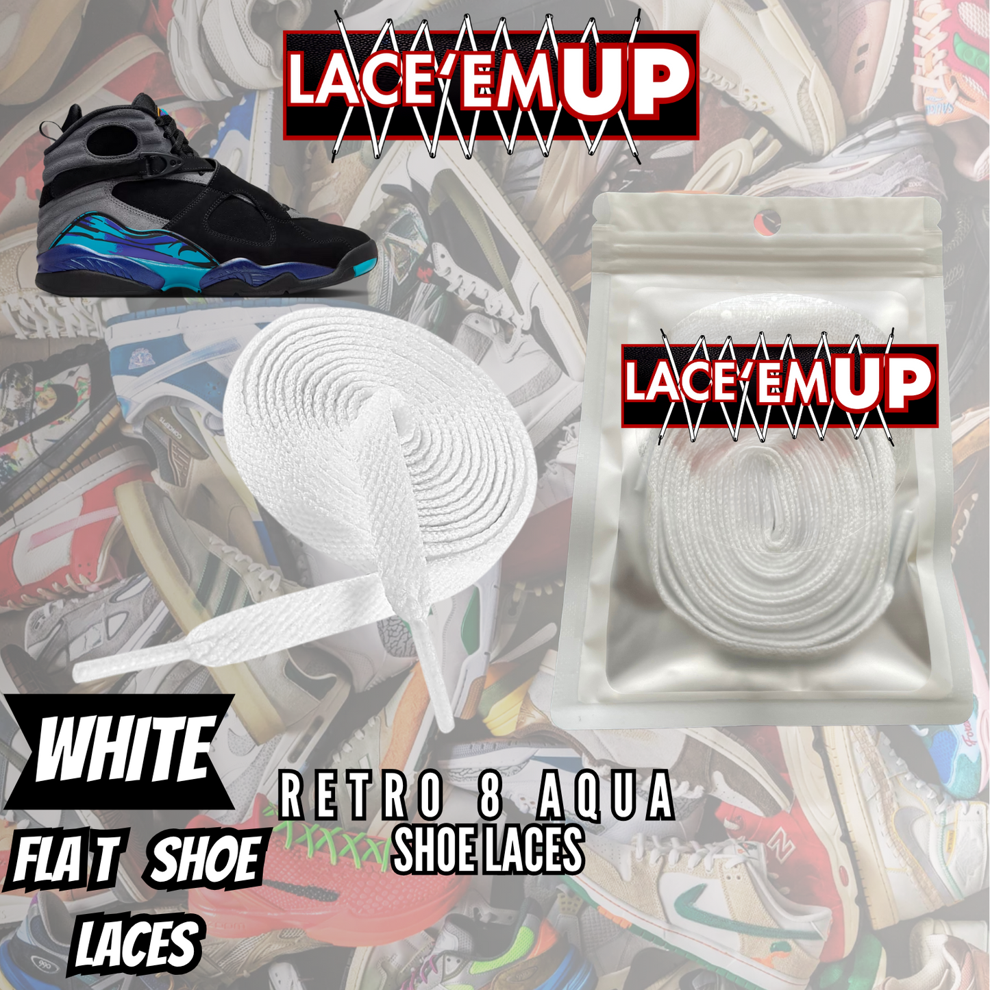 RETRO AQUA 8'S Shoe Laces replacement for jordan RETRO 8 AQUA LACES