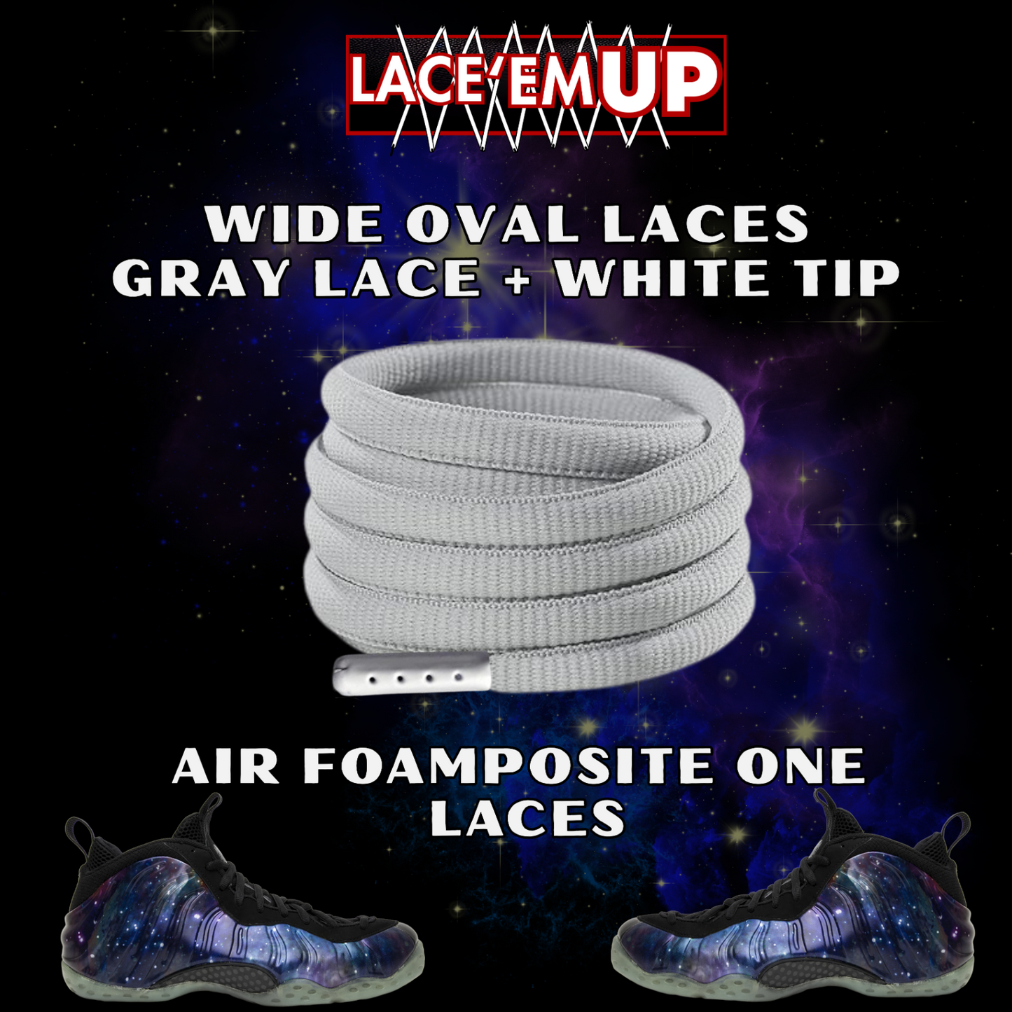 Foamposite Galaxy Wide Oval Laces Replacement Oval Shoe with color tips-PREMIUM