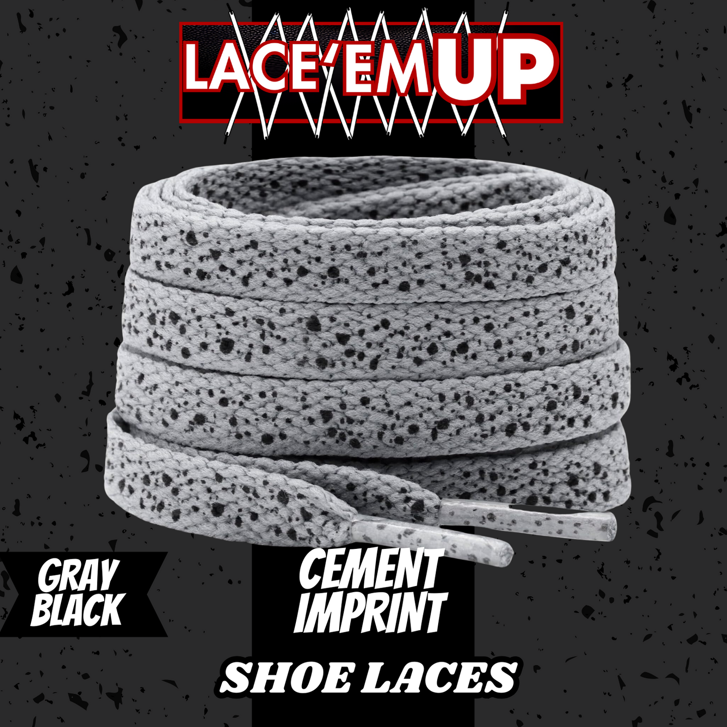 CEMENT Flat Shoe Laces Spotted Splatter Cement AJ3 AJ4 CUSTOM Tips. ELEPHANT LAC