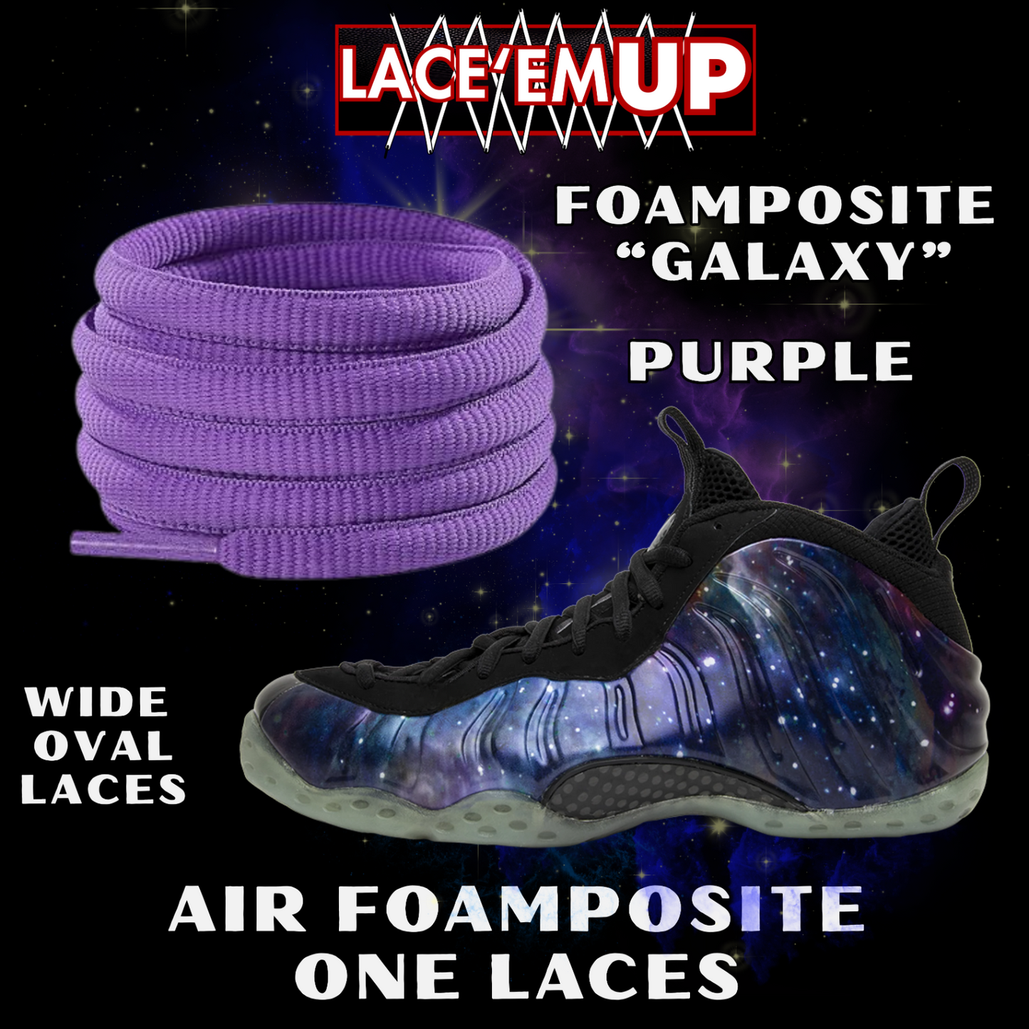 Foamposite Galaxy Wide Oval Laces Replacement Oval Shoe with color tips-PREMIUM