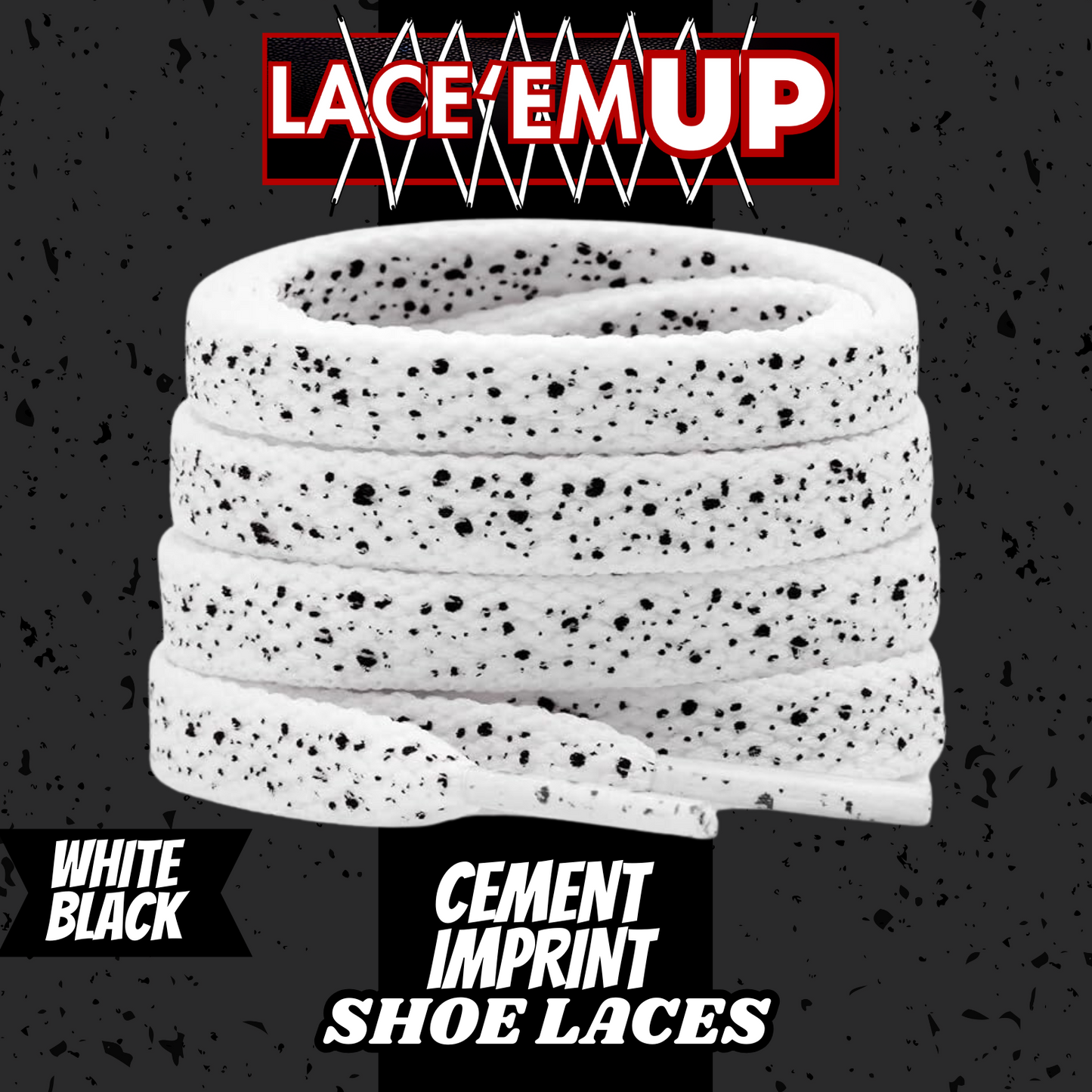 CEMENT Flat Shoe Laces Spotted Splatter Cement AJ3 AJ4 CUSTOM Tips. ELEPHANT LAC
