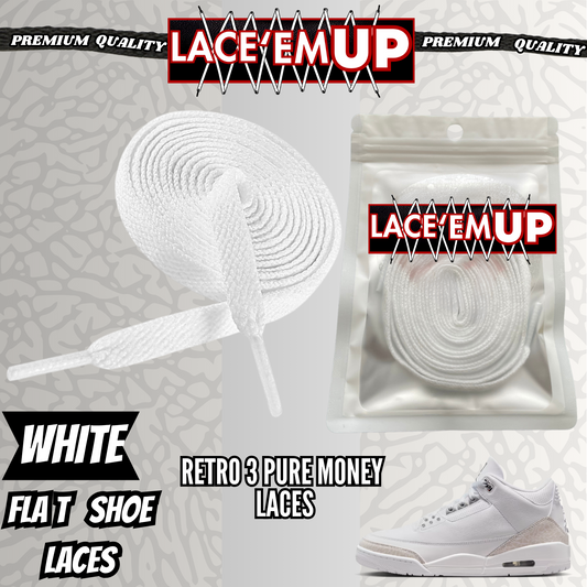 Retro 3 Pure Money Shoe Laces Spotted Splatter Cement replacement, Elephant lace