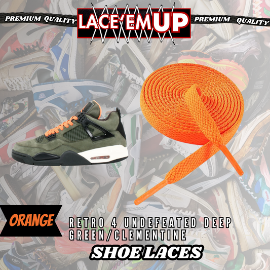 Shoe laces for Retro 4 UNDEFEATED DEEP GREEN/CLEMENTINE, REPLACEMENT SHOE LACES