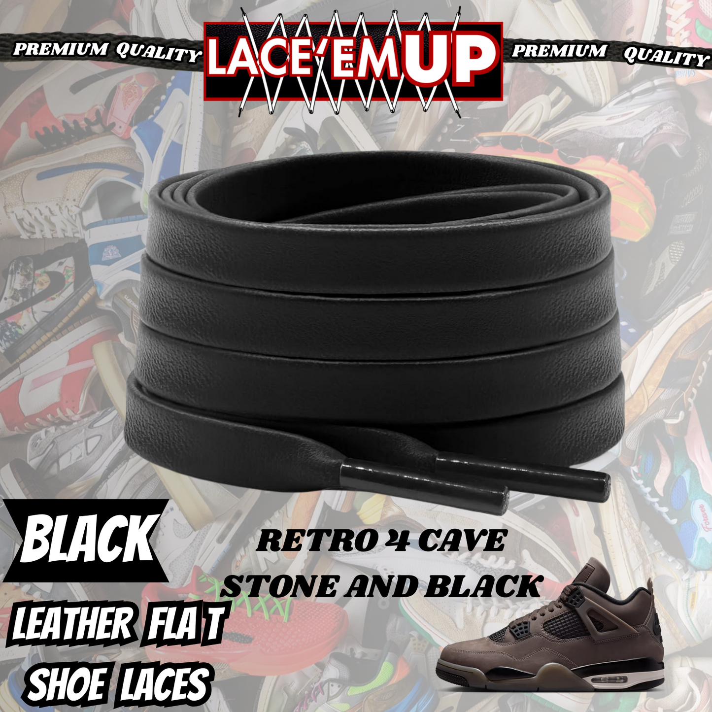 Retro 4 Cave Stone Shoe Laces Spotted Splatter Cement replacement