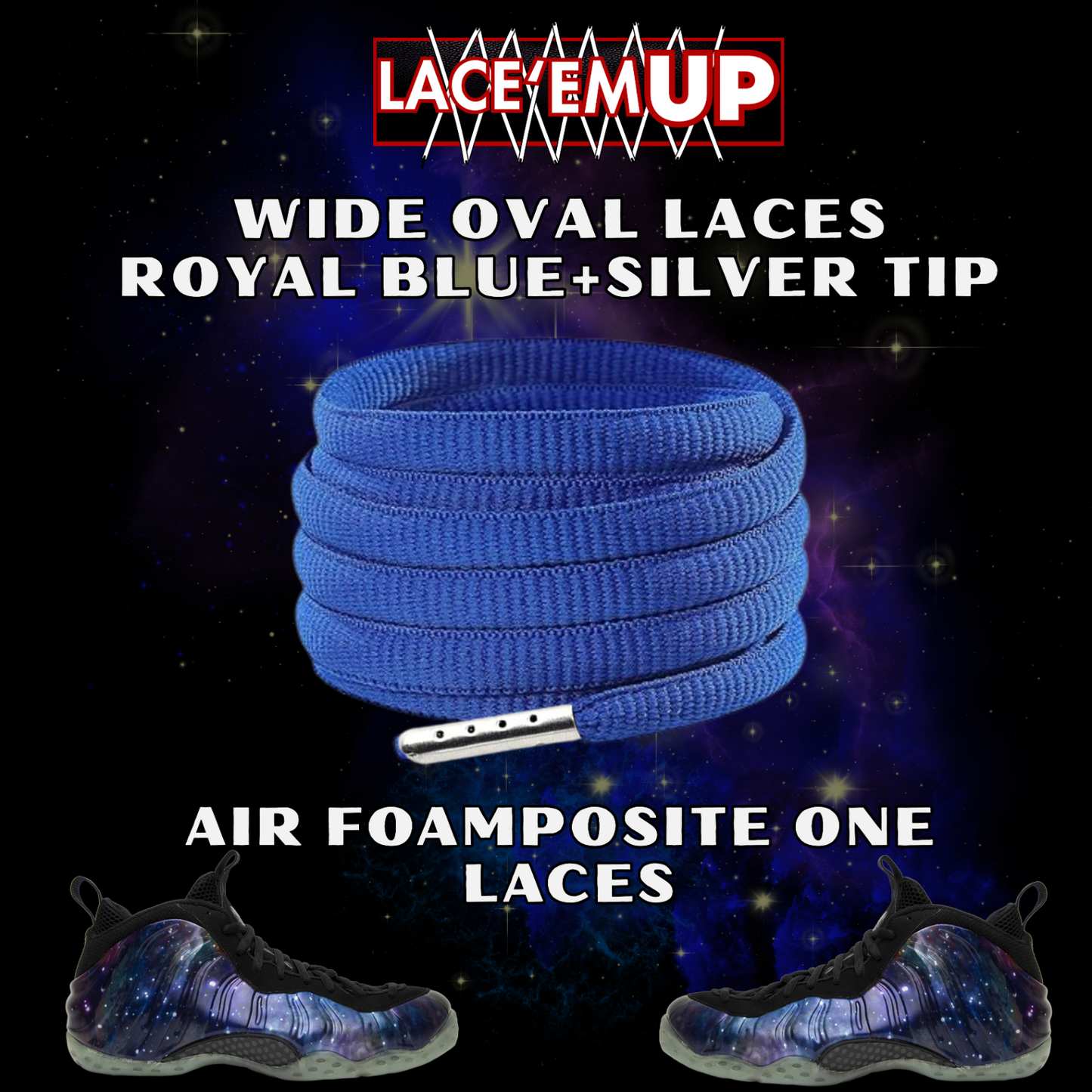 Foamposite Galaxy Wide Oval Laces Replacement Oval Shoe with color tips-PREMIUM