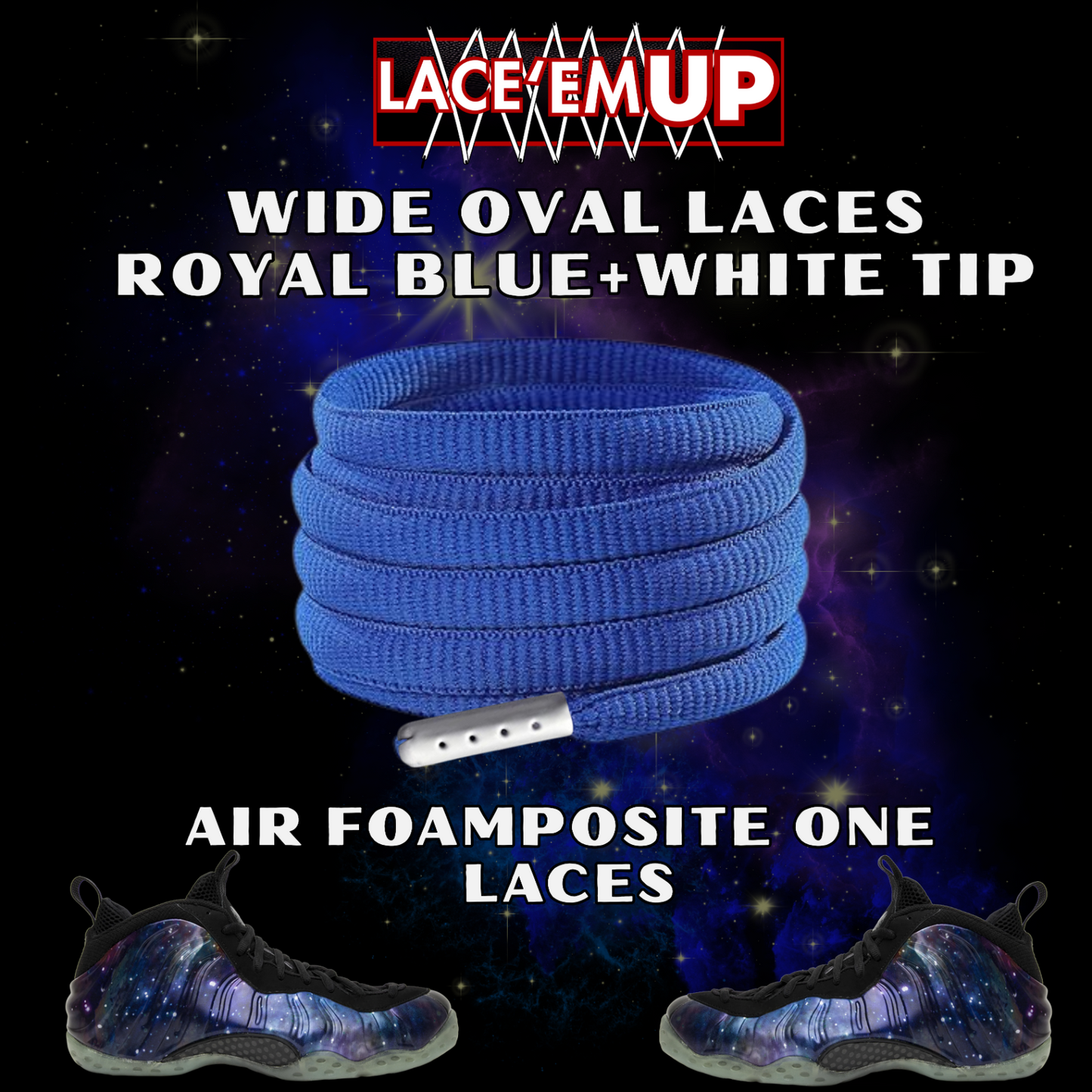 Foamposite Galaxy Wide Oval Laces Replacement Oval Shoe with color tips-PREMIUM