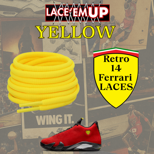 Retro 14 Ferrarii Shoe Laces  Premium, Retro 14 Challenge Red Oval Laces-AJ14