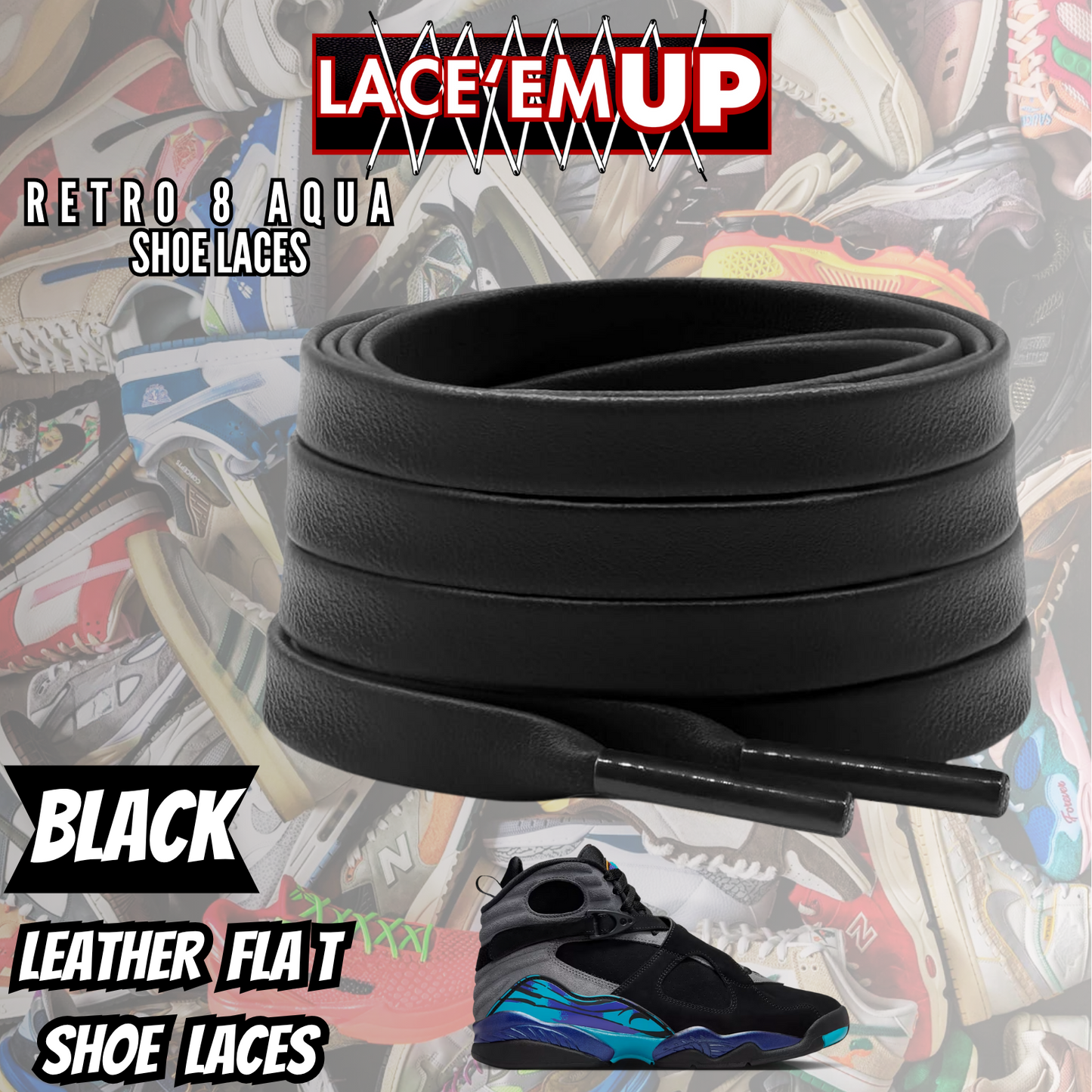 RETRO AQUA 8'S Shoe Laces replacement for jordan RETRO 8 AQUA LACES
