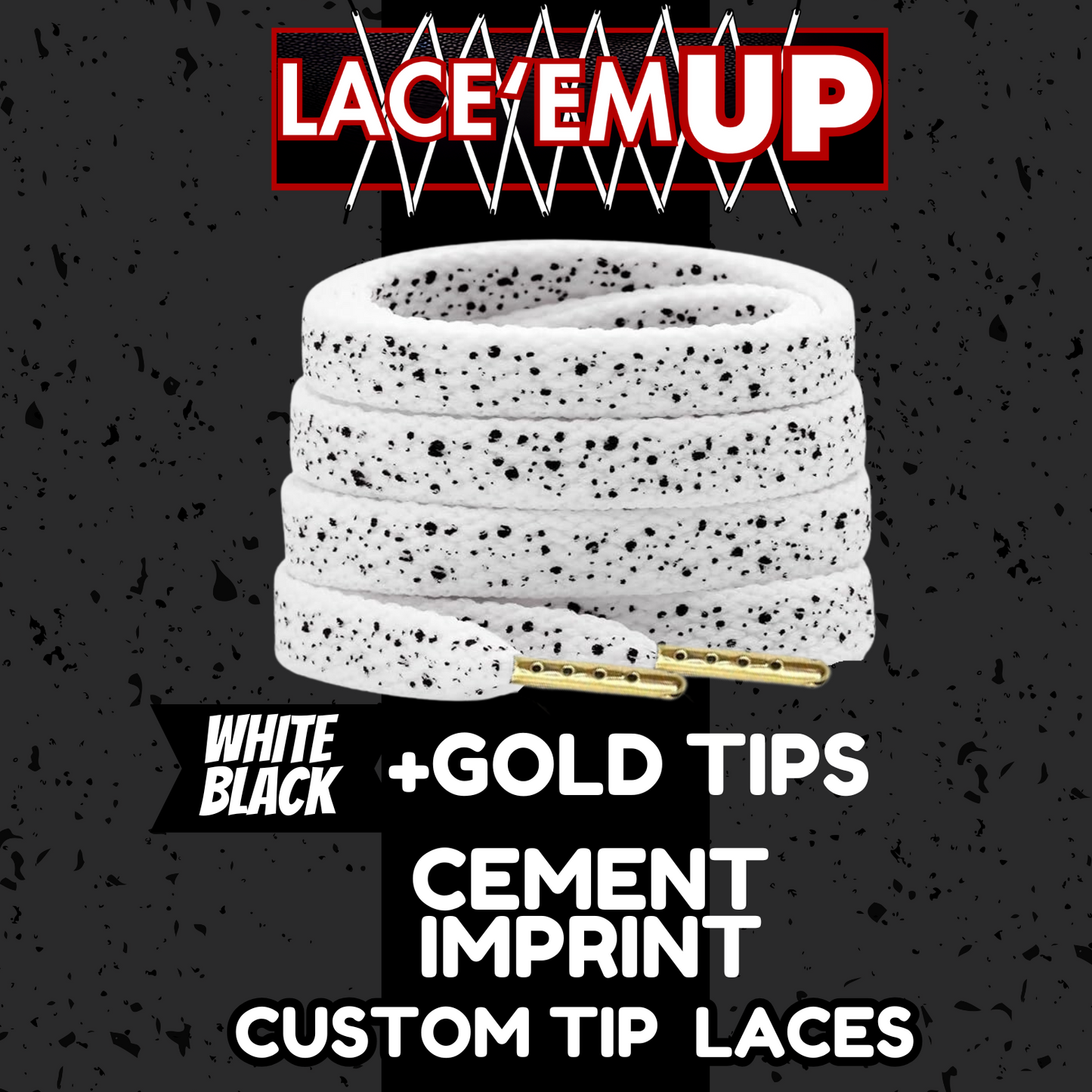 CEMENT Flat Shoe Laces Spotted Splatter Cement AJ3 AJ4 CUSTOM Tips. ELEPHANT LAC