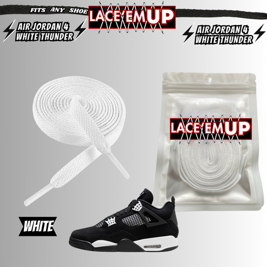 PREMIUM Shoe Laces REPLACEMENT FOR AIR JORDAN 4 THUNDER WHITE LIGHTNING