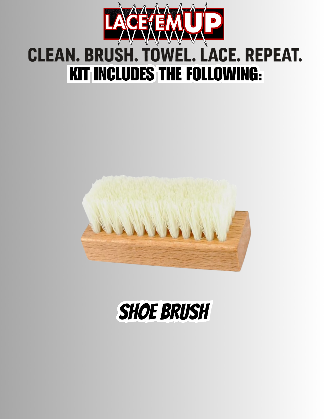 LACE 'EM UP SHOE CLEANER KIT W/ BRUSH ,TOWEL, SHOE LACES - 100ML SNEAKER CLEANER