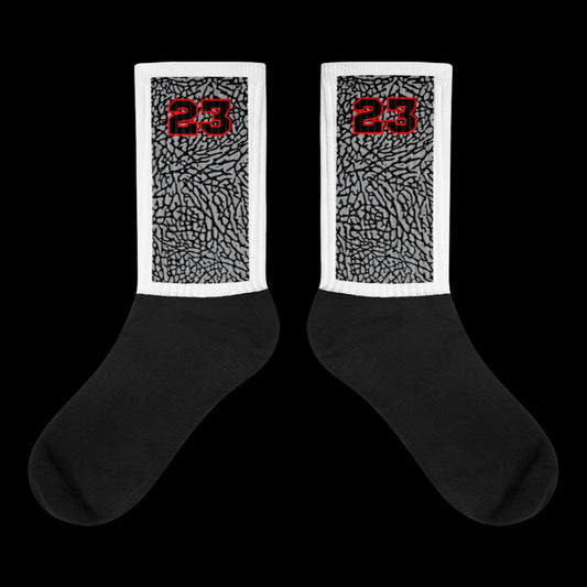 SOCKS TO MATCH Retro 3 BLACK CEMENT SNEAKERS BY OVERHYPED