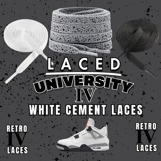 Retro 4 White Cement Laces Spotted Splatter Cement replacement-Retro 4 Shoe Lace