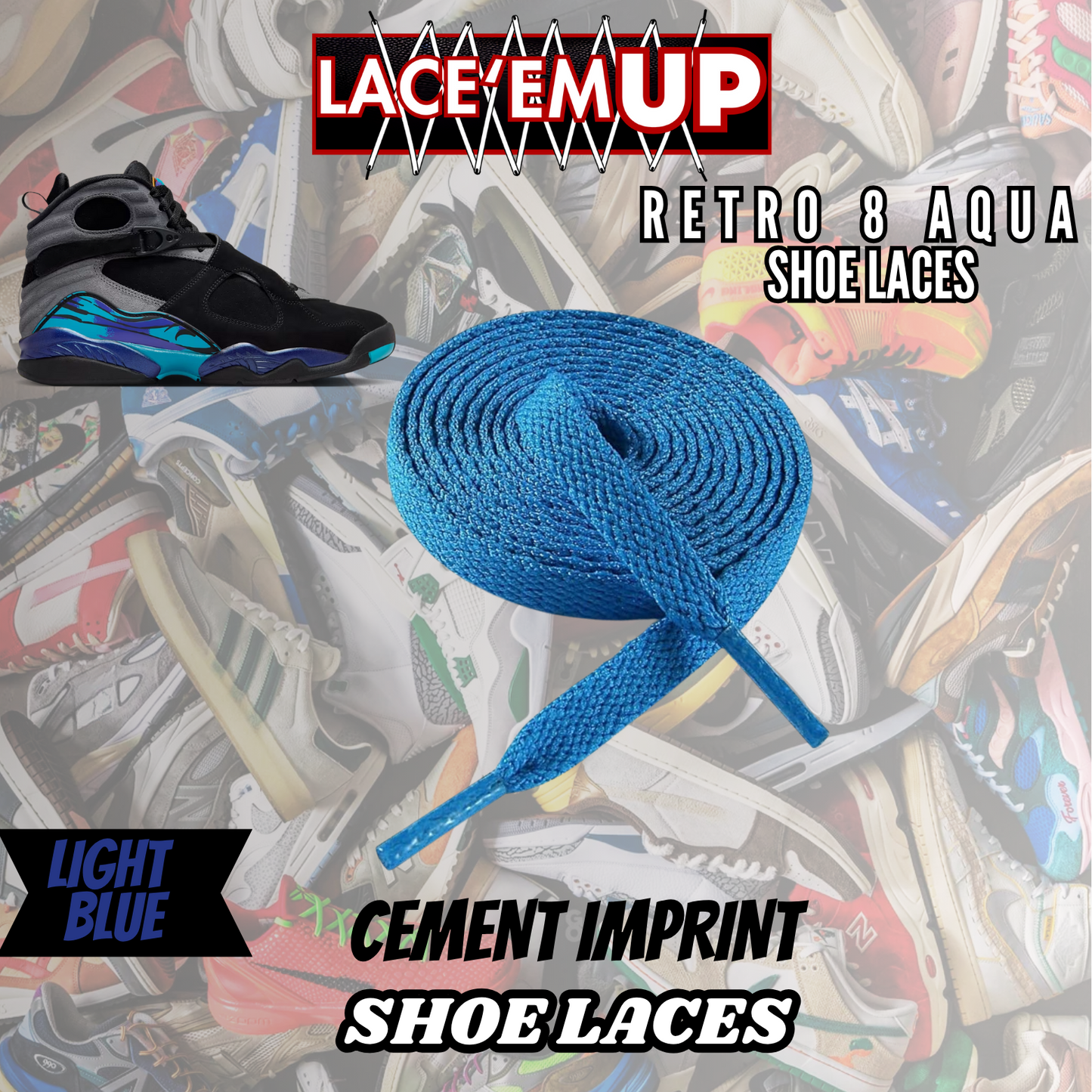 RETRO AQUA 8'S Shoe Laces replacement for jordan RETRO 8 AQUA LACES