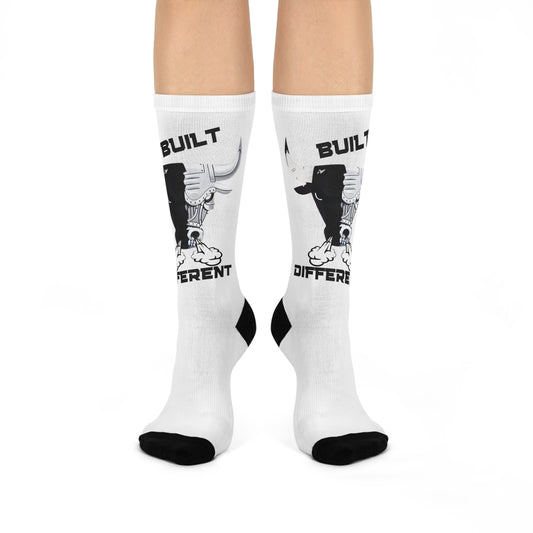 BUILT DIFFERENT SNEAKER SOCKS to match AIR Jordan Retro 4  WHITE THUNDER