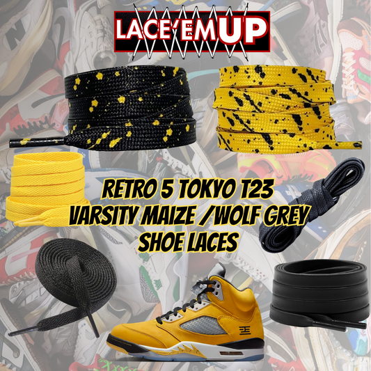 Retro 5 Tokyo T23 Varsity Maize Shoe Laces, aj5 shoe lace