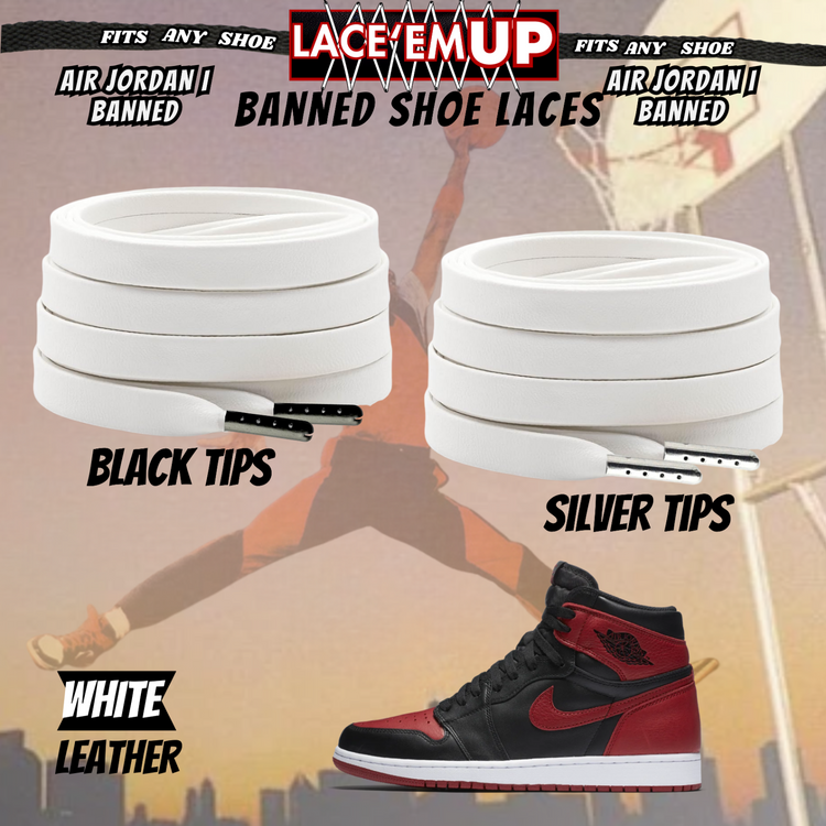 "Banned" Flat Shoe Laces replacement for jordan 1 OG BLACK TOE LACES