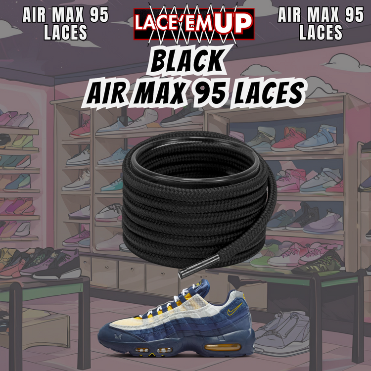Air Max 95 Obsidian and Shoe Laces Premium Replacement Rope Round Shoe Laces