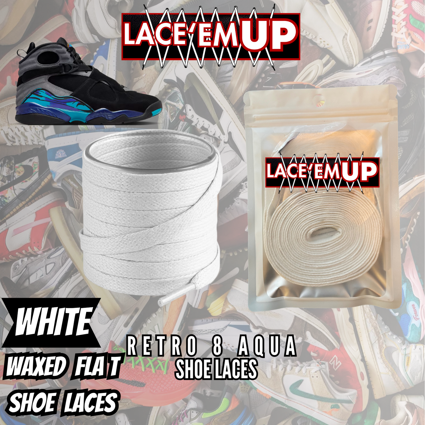 RETRO AQUA 8'S Shoe Laces replacement for jordan RETRO 8 AQUA LACES