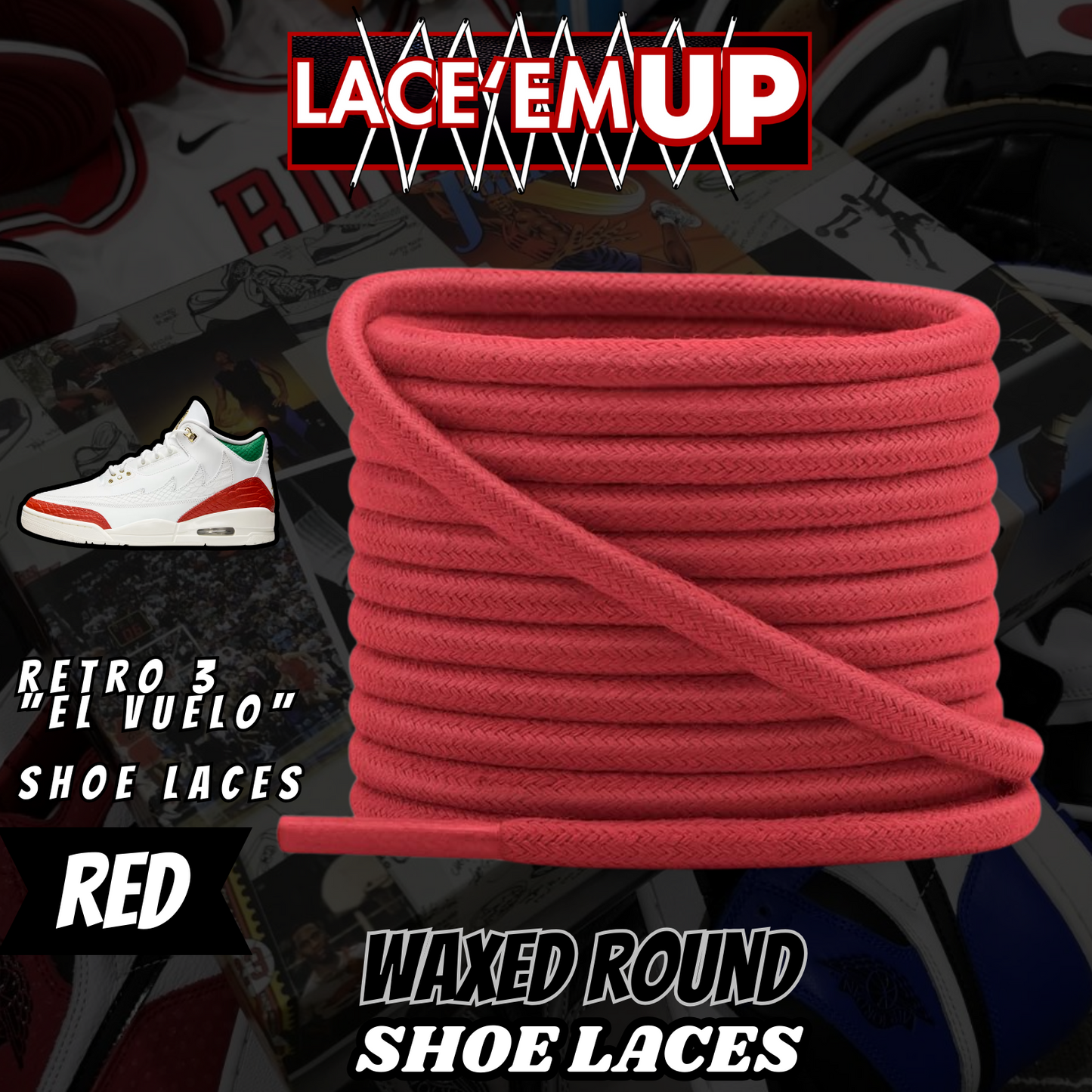 Retro 3  EL VUELO Shoe Laces Premiun replacement laces, AJ3 LACES