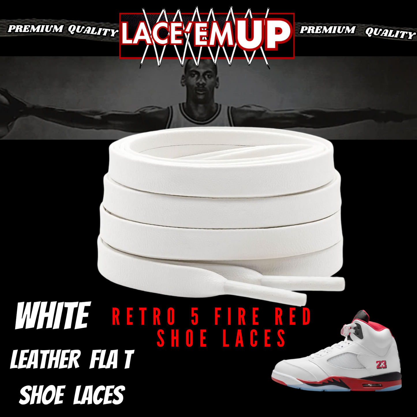 Retro 5 Fire Red Shoe Laces Spotted Splatter Cement , AJ 5 FIRE RED SHOE LACES
