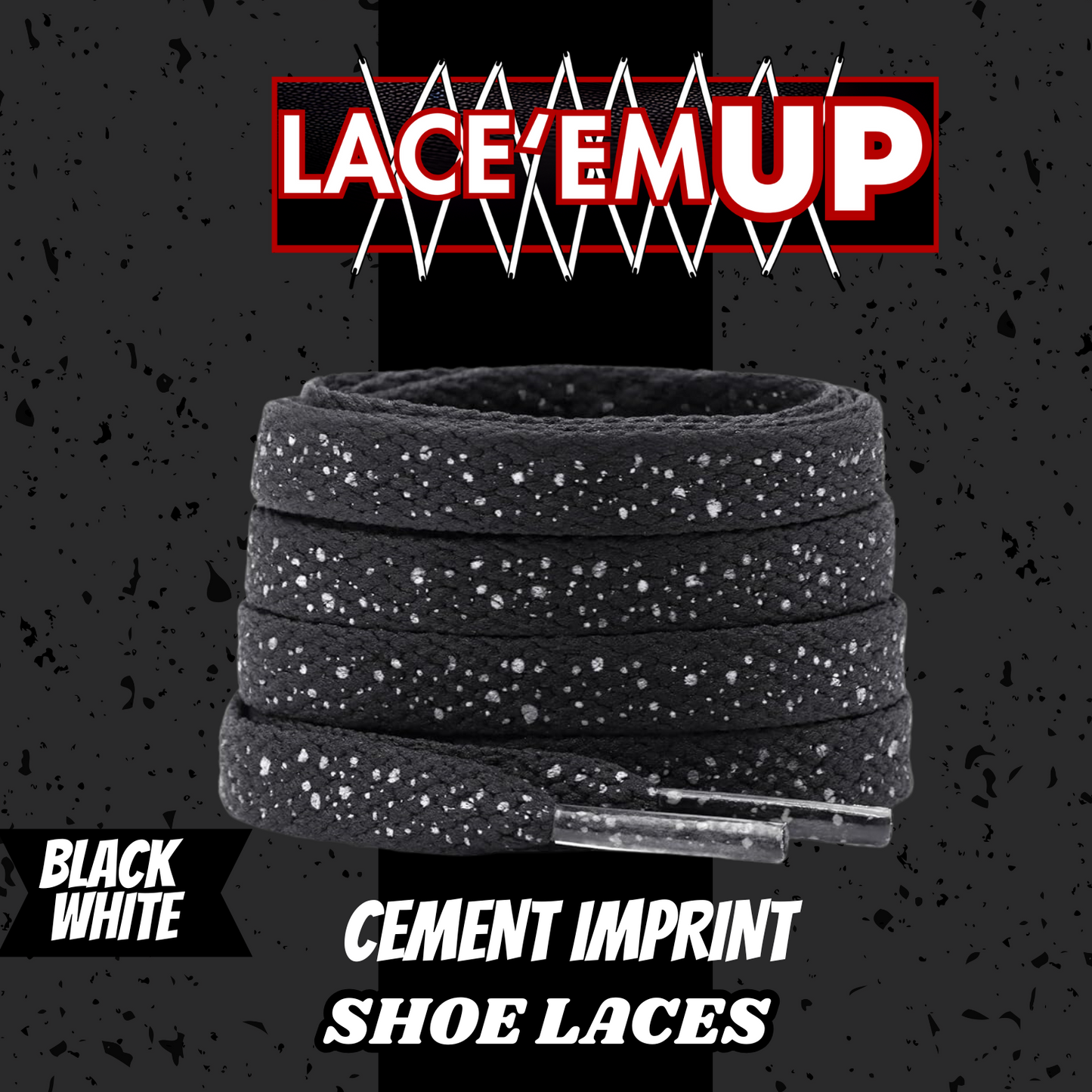 CEMENT Flat Shoe Laces Spotted Splatter Cement AJ3 AJ4 CUSTOM Tips. ELEPHANT LAC