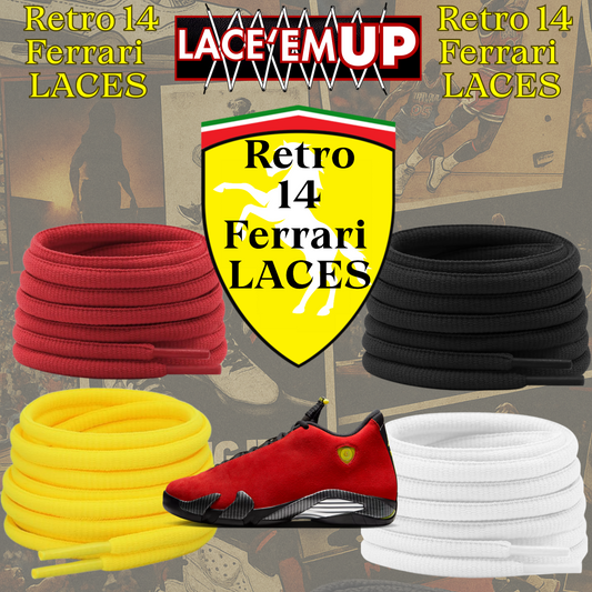 Retro 14 Ferrarii Shoe Laces  Premium, Retro 14 Challenge Red Oval Laces-AJ14
