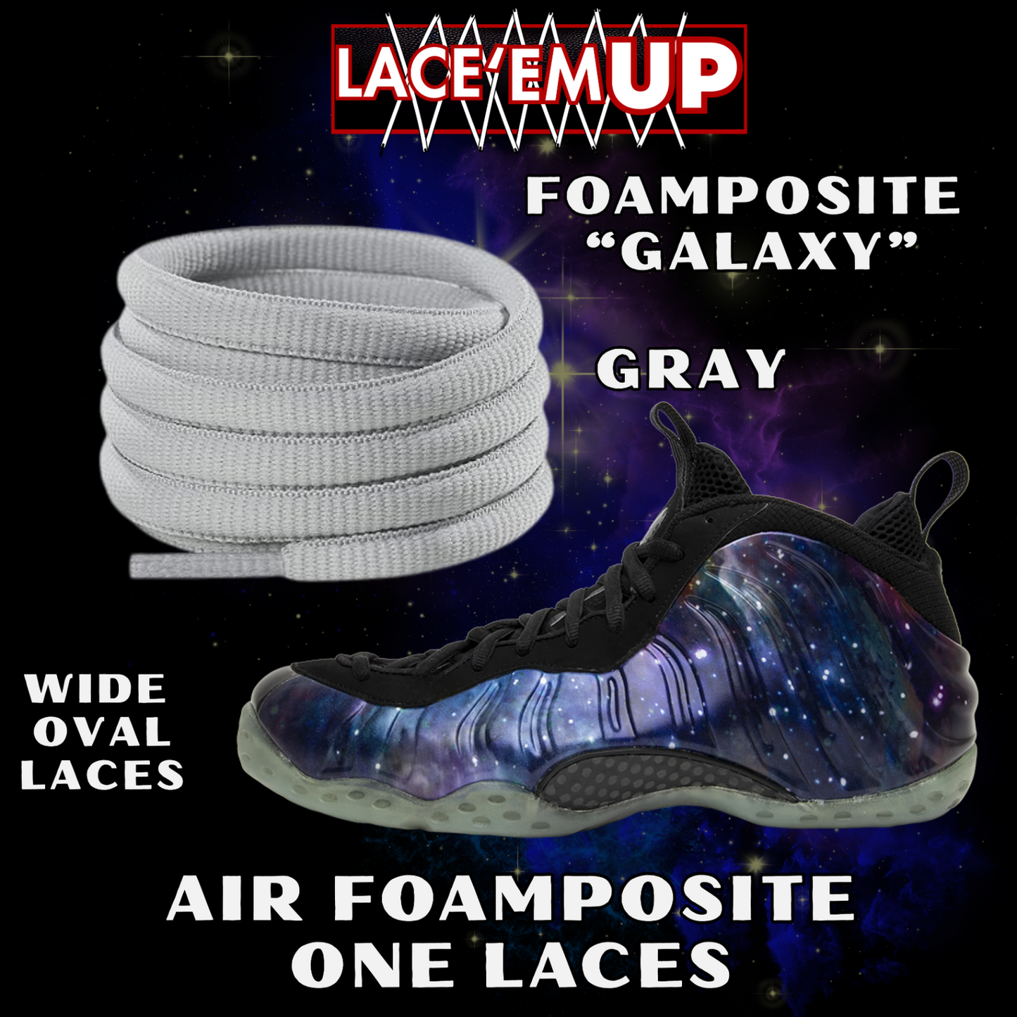 Foamposite Galaxy Wide Oval Laces Replacement Oval Shoe with color tips-PREMIUM