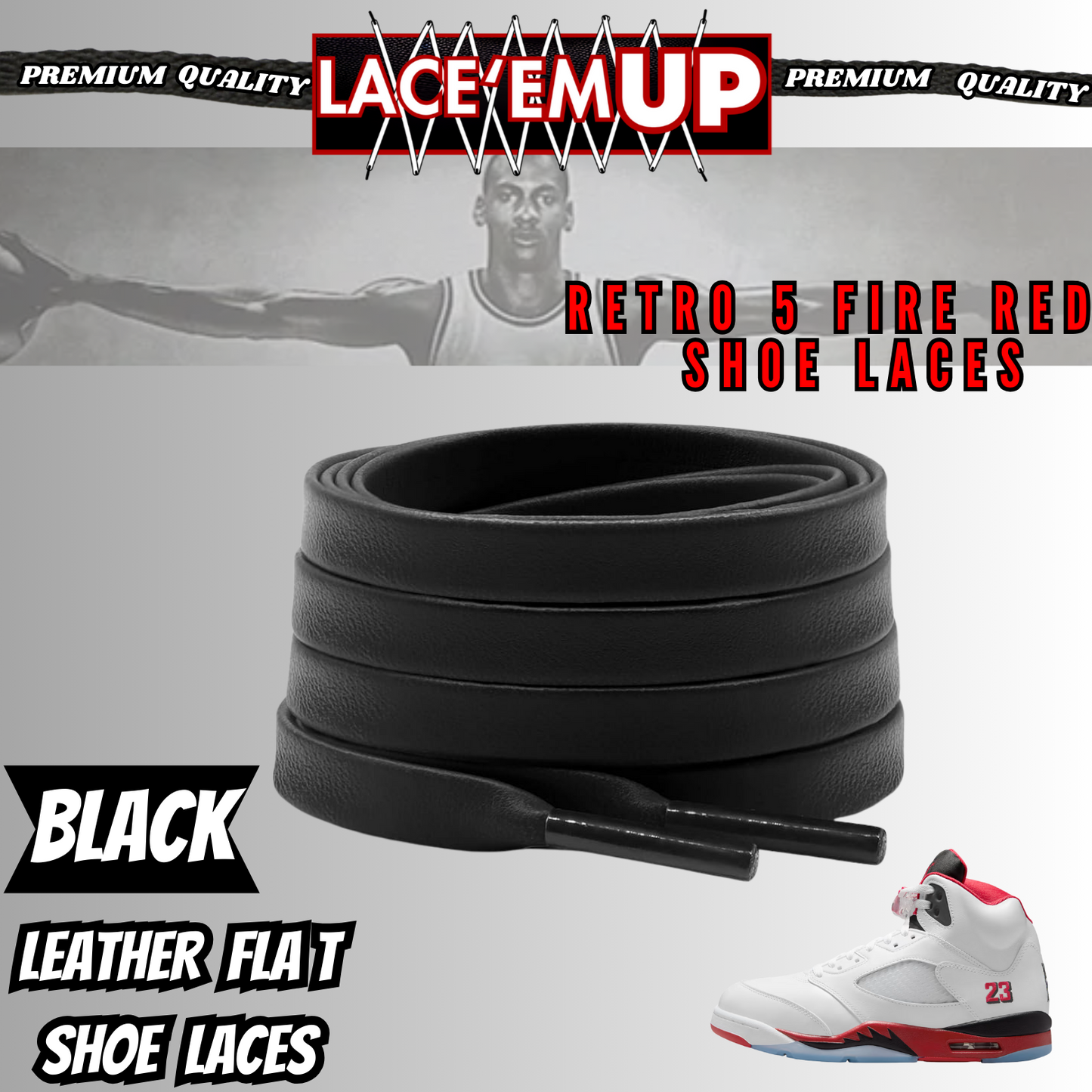 Retro 5 Fire Red Shoe Laces Spotted Splatter Cement , AJ 5 FIRE RED SHOE LACES