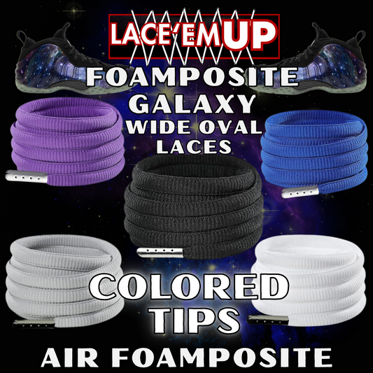 Foamposite Galaxy Wide Oval Laces Replacement Oval Shoe with color tips-PREMIUM