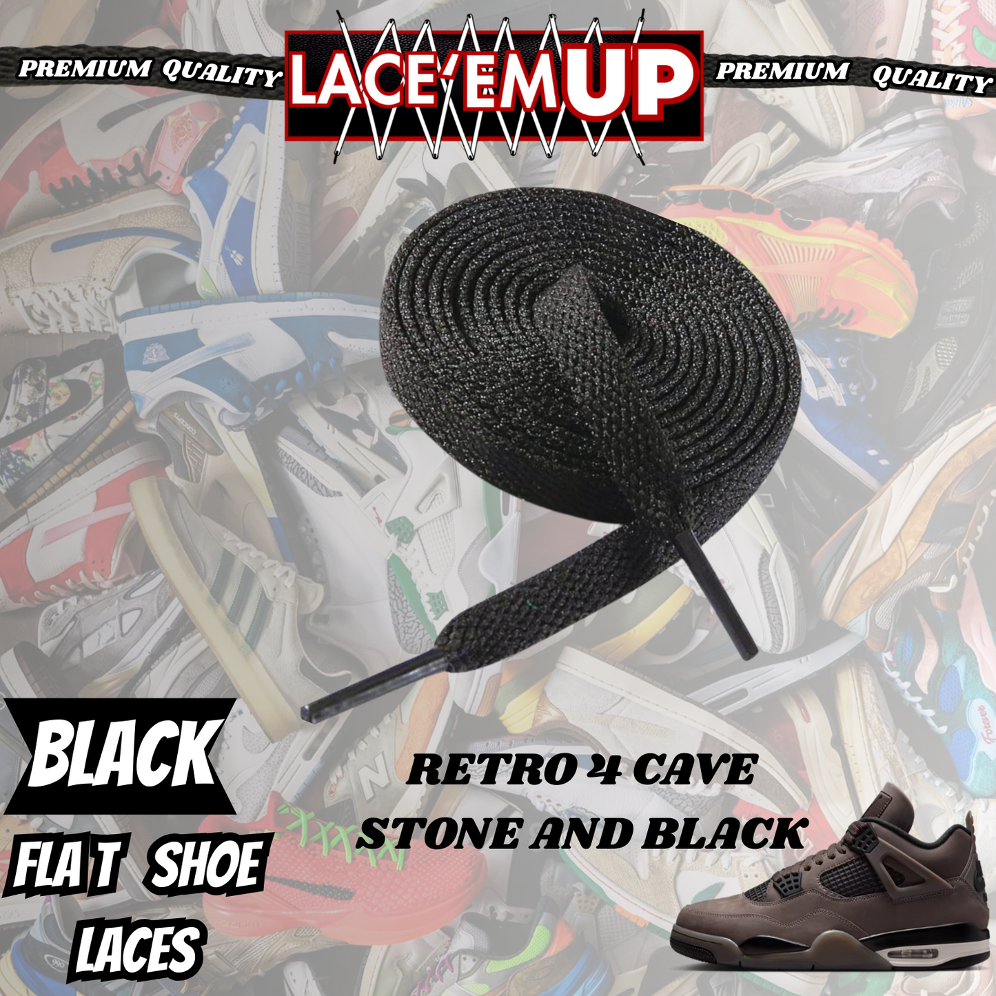 Retro 4 Cave Stone Shoe Laces Spotted Splatter Cement replacement