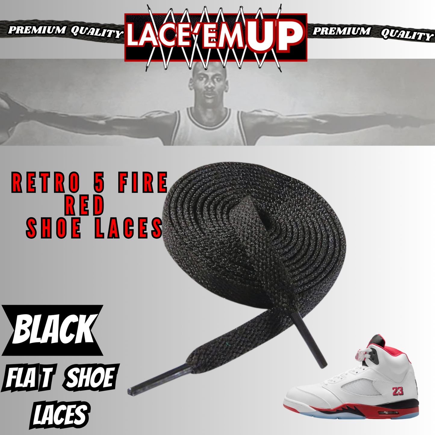 Retro 5 Fire Red Shoe Laces Spotted Splatter Cement , AJ 5 FIRE RED SHOE LACES