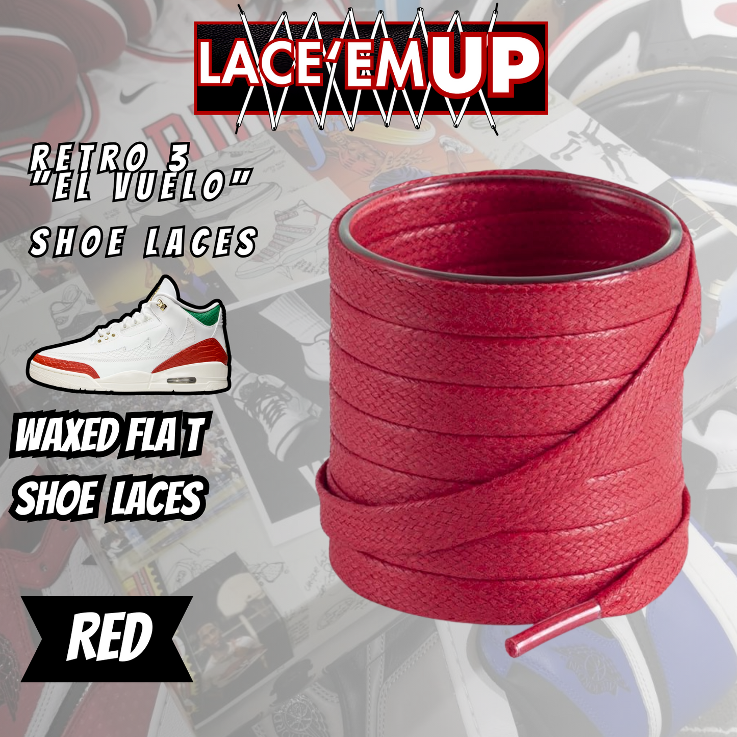 Retro 3  EL VUELO Shoe Laces Premiun replacement laces, AJ3 LACES