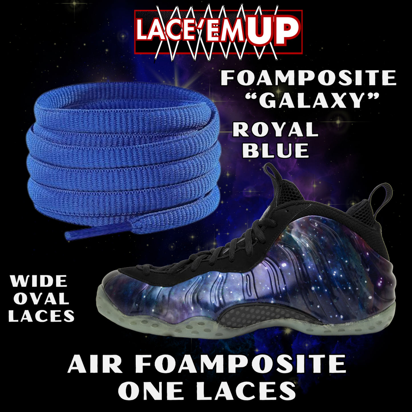 Foamposite Galaxy Wide Oval Laces Replacement Oval Shoe with color tips-PREMIUM