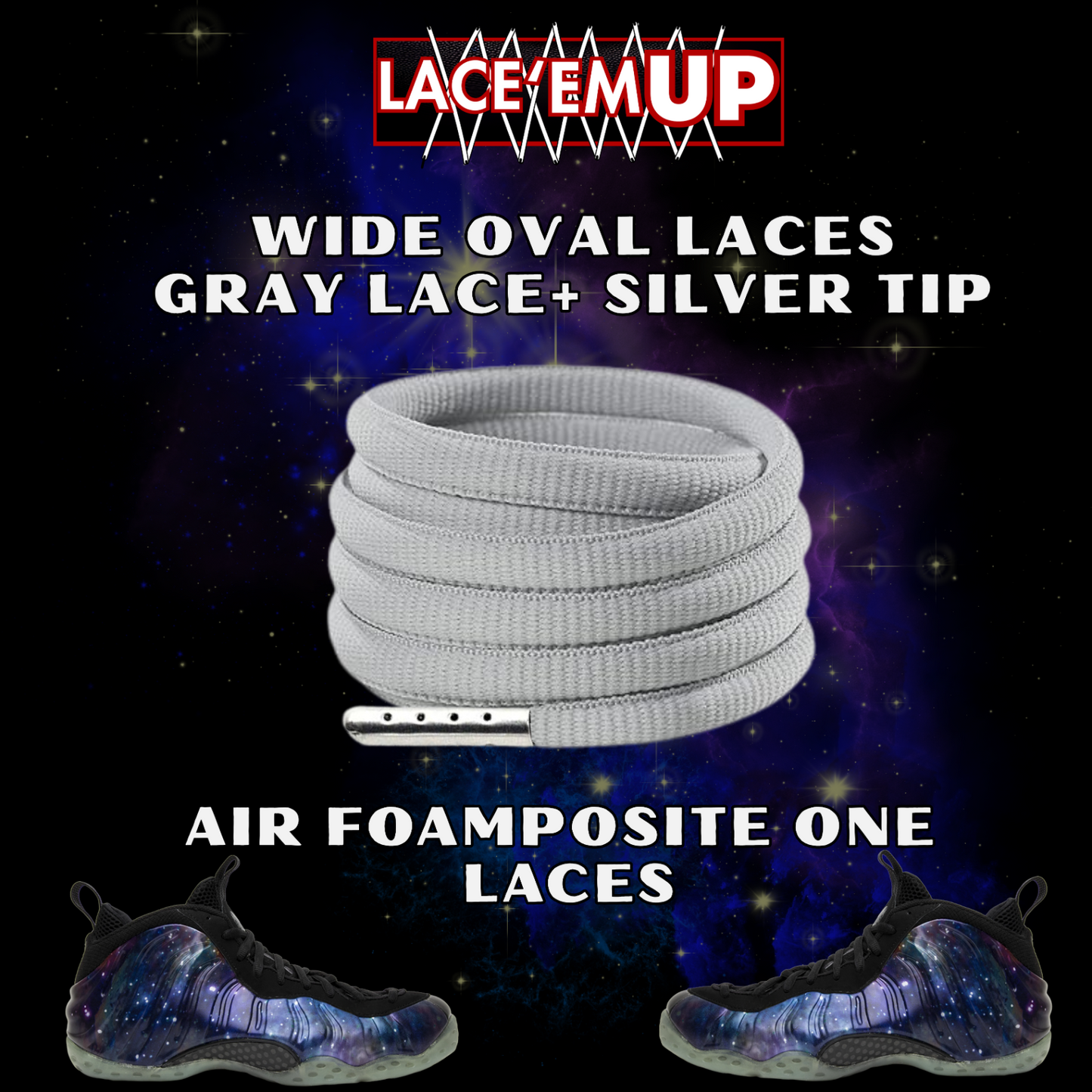 Foamposite Galaxy Wide Oval Laces Replacement Oval Shoe with color tips-PREMIUM