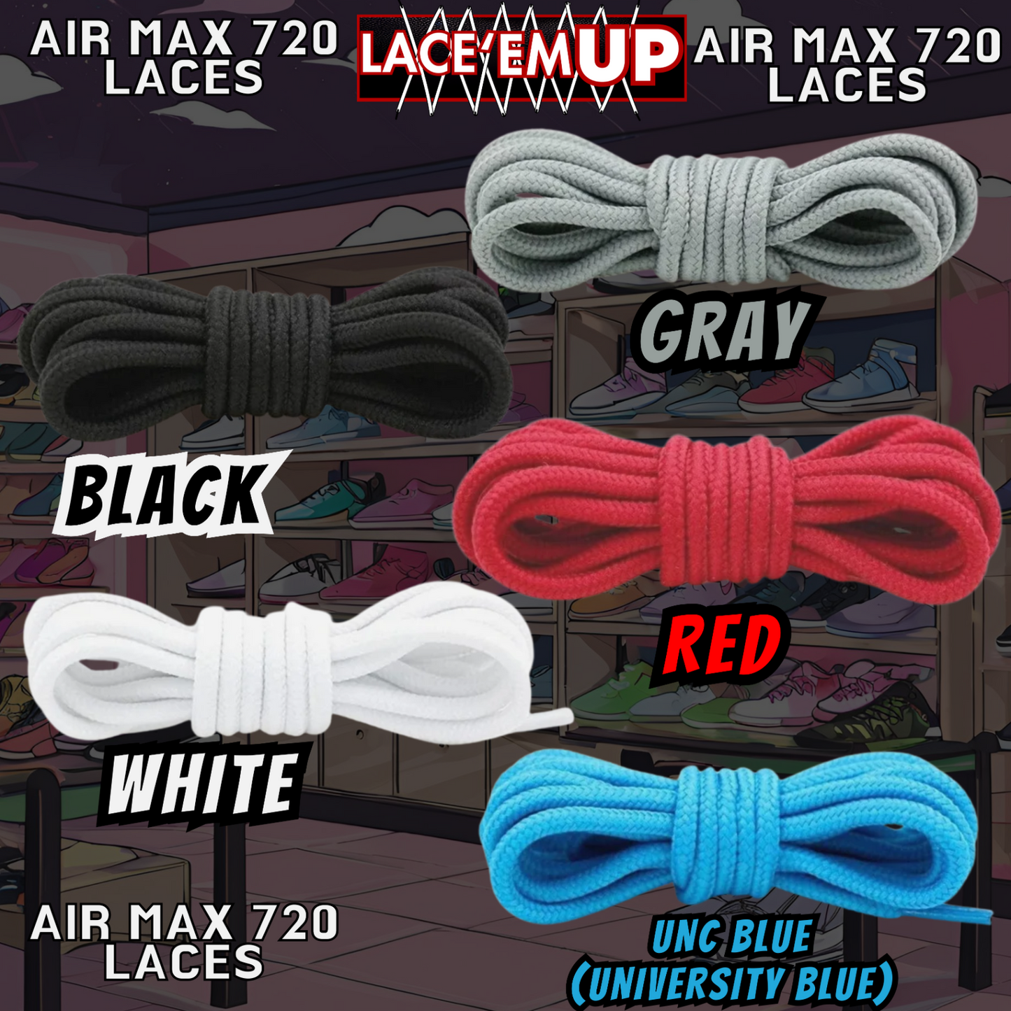 Air Max 720 Shoe Laces  Premium Replacement Rope Round Shoe Laces