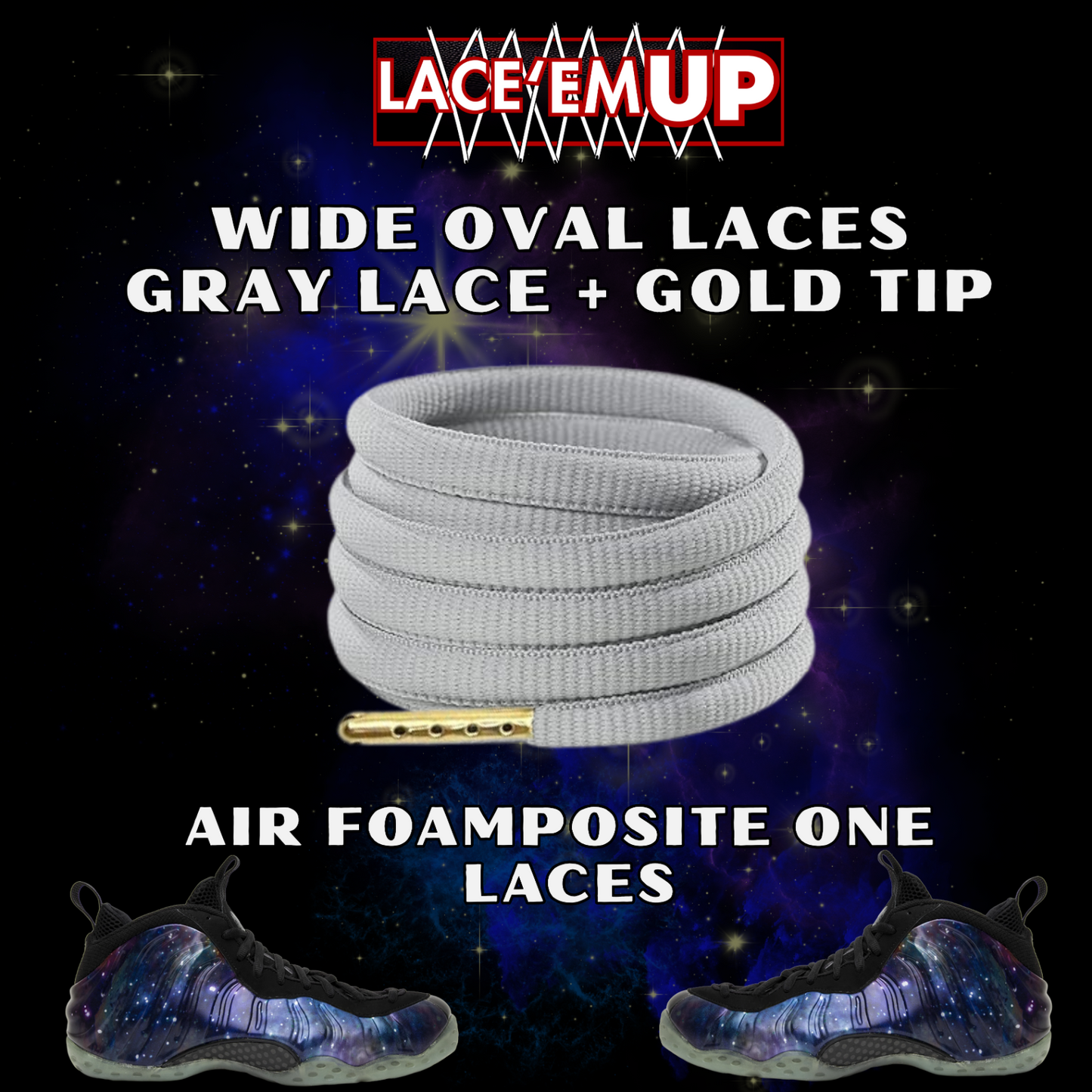Foamposite Galaxy Wide Oval Laces Replacement Oval Shoe with color tips-PREMIUM
