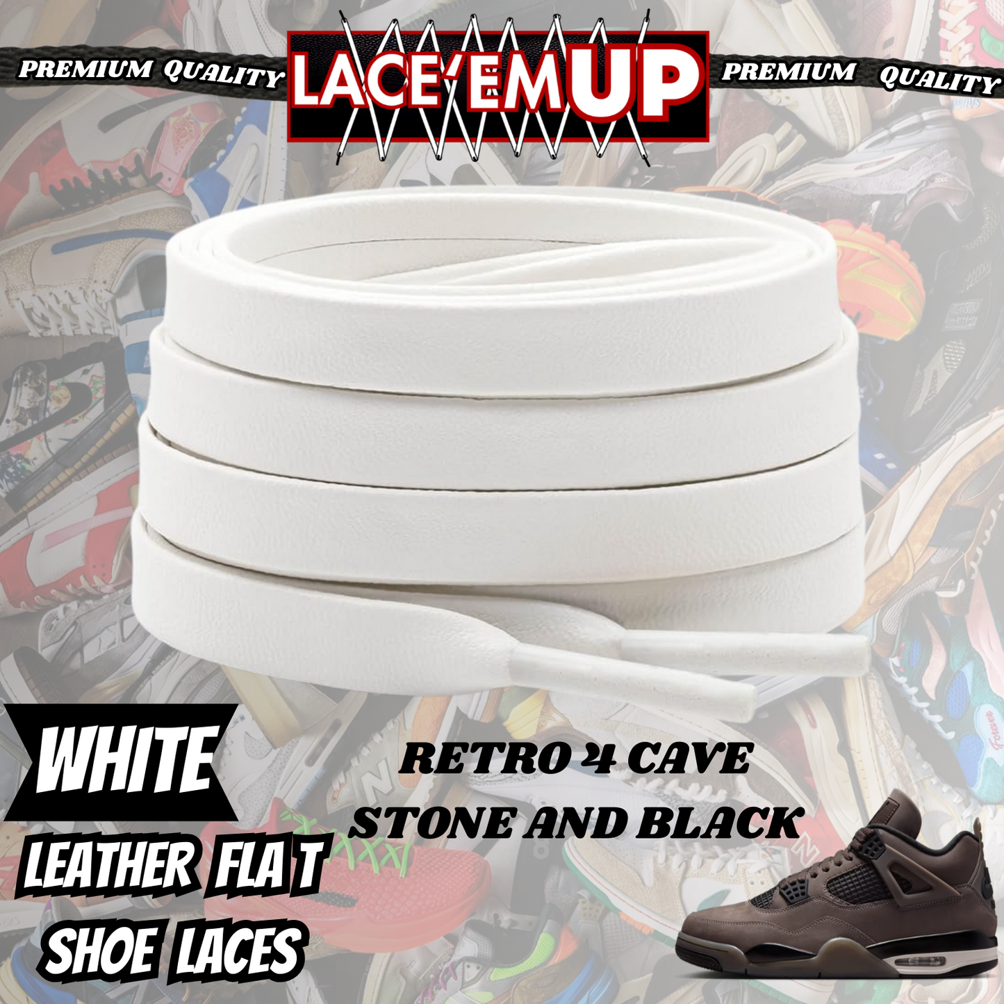 Retro 4 Cave Stone Shoe Laces Spotted Splatter Cement replacement
