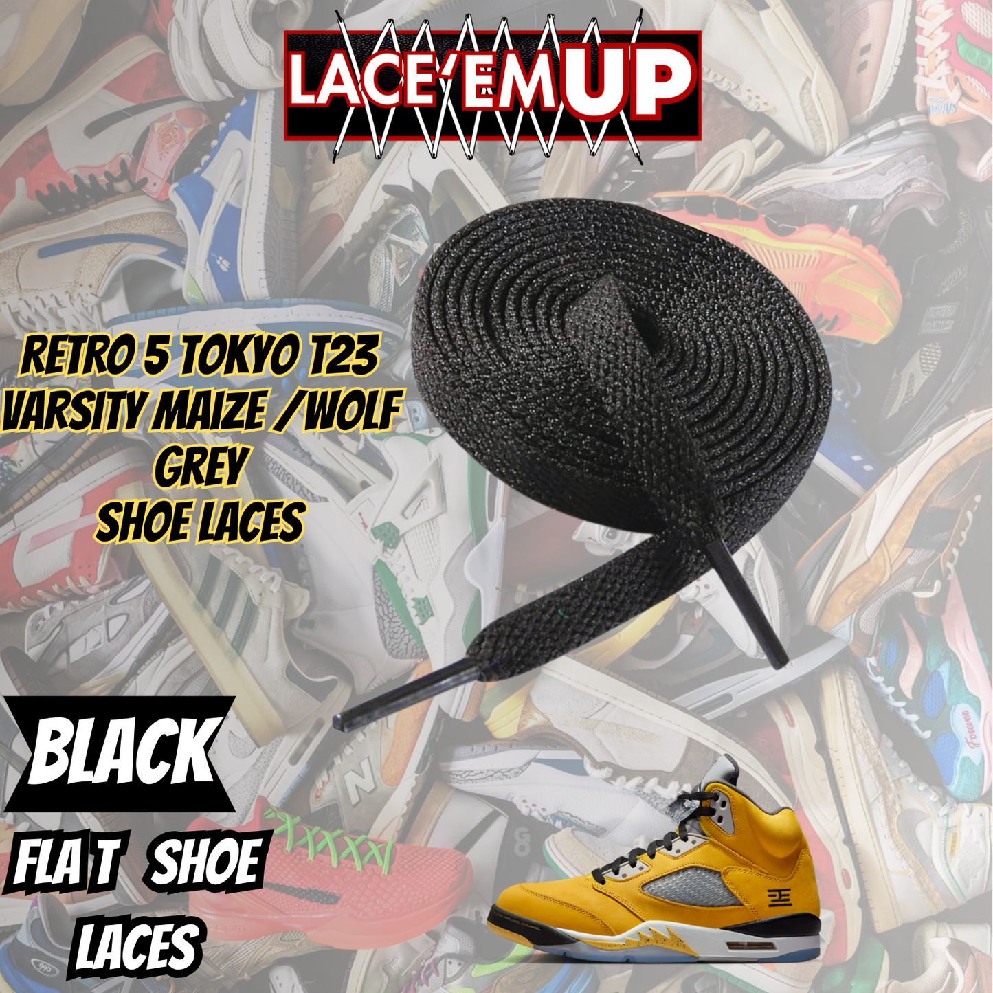 Retro 5 Tokyo T23 Varsity Maize Shoe Laces, aj5 shoe lace