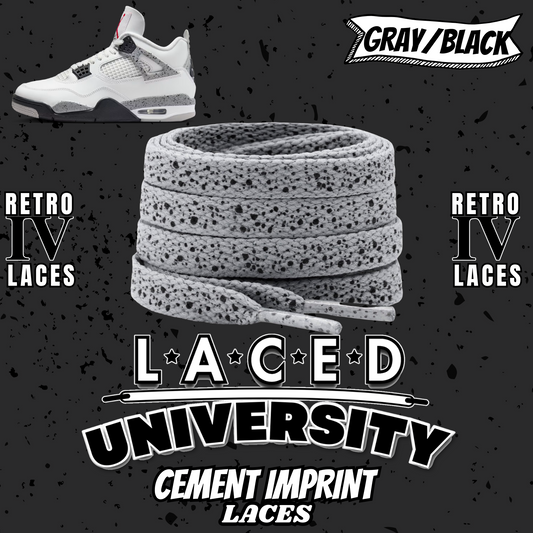 Retro 4 White Cement Laces Spotted Splatter Cement replacement-Retro 4 Shoe Lace