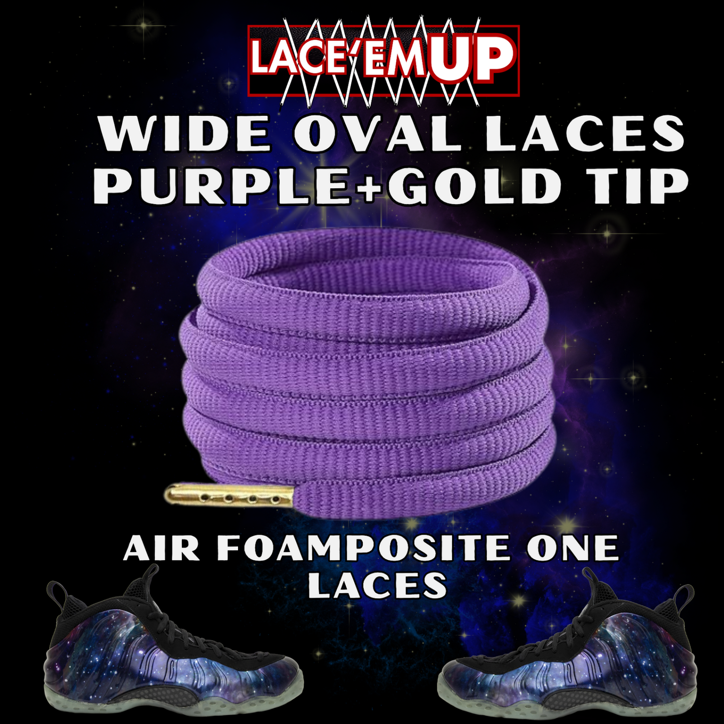 Foamposite Galaxy Wide Oval Laces Replacement Oval Shoe with color tips-PREMIUM