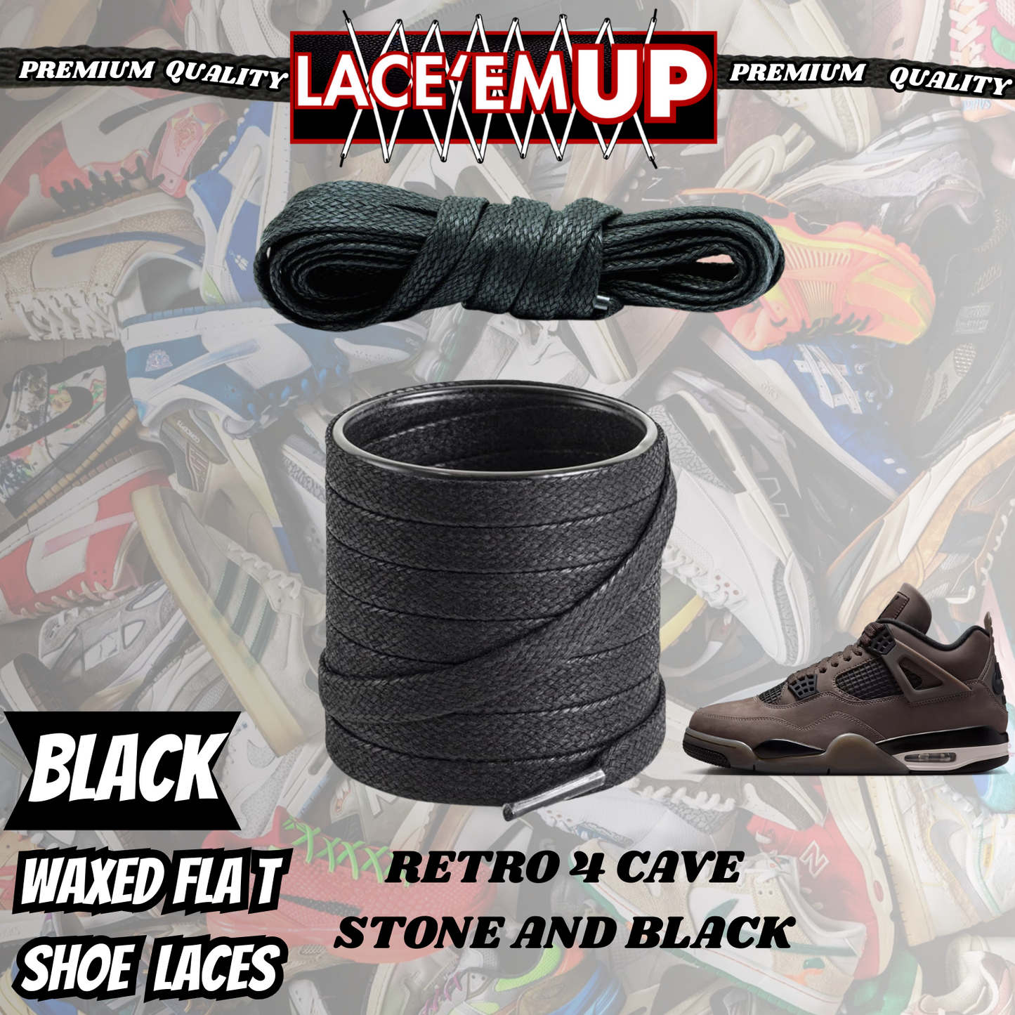Retro 4 Cave Stone Shoe Laces Spotted Splatter Cement replacement